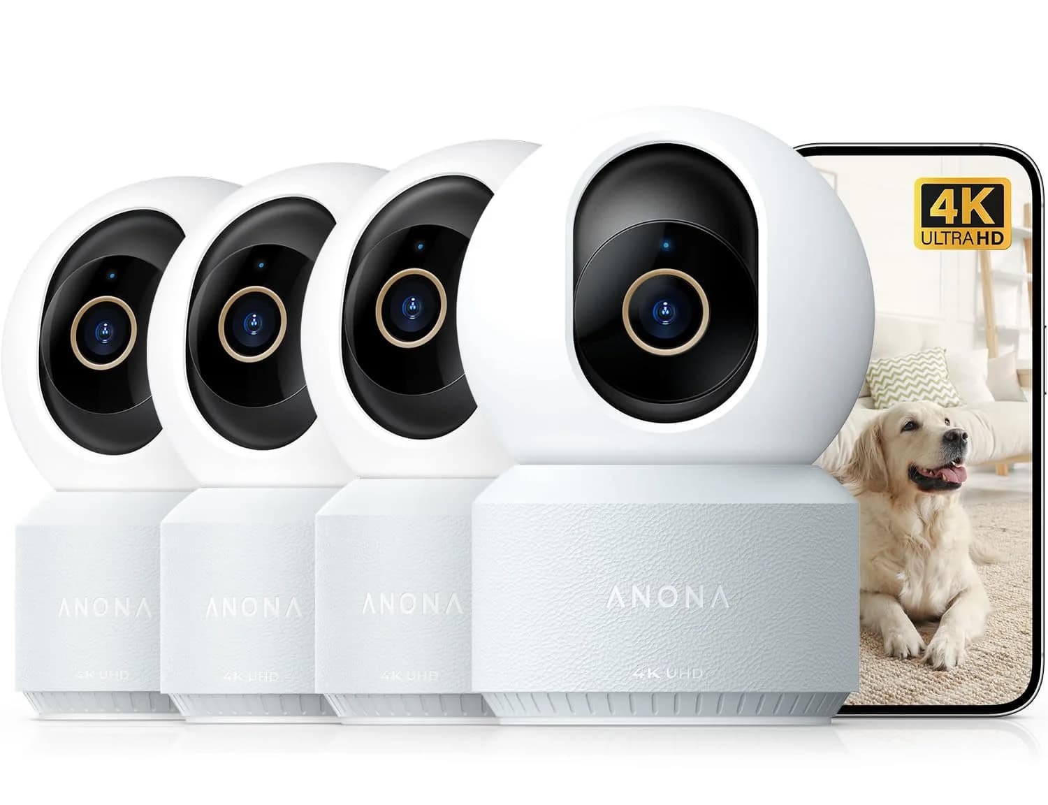 Anona 4K UHD Indoor Security Camera 4-Pack | AI Detection & 360° Pan-Tilt - main product image