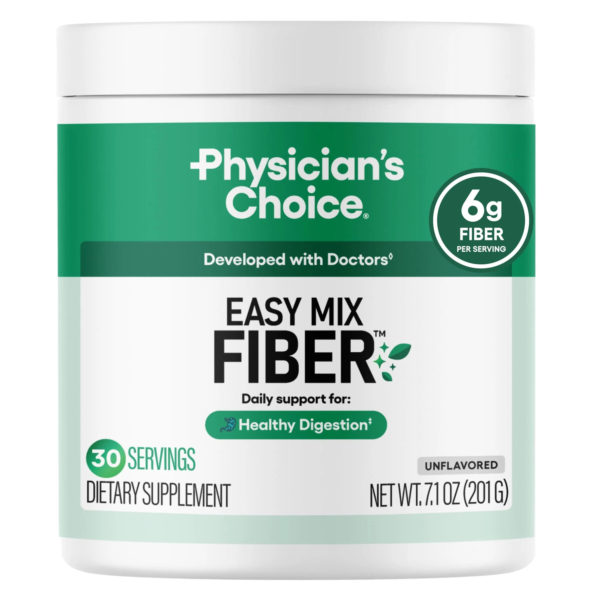Physician's CHOICE Easy Mix Fiber Powder Supplement, 7.1oz | Supports Digestion & Regularity - main product image