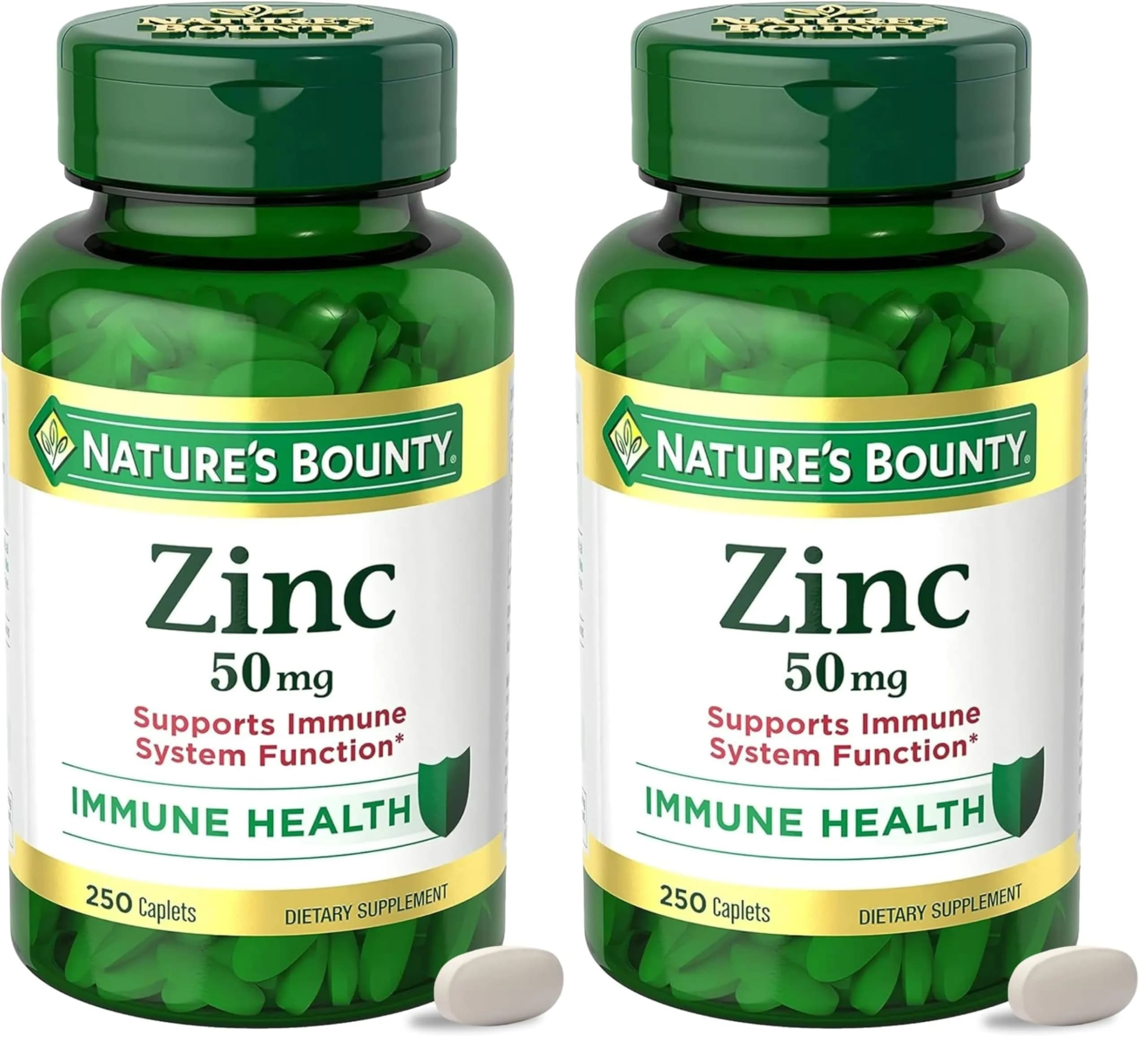 Nature's Bounty Zinc 50mg Gluten Free Mineral Supplement | Immune Support & Skin Health (250 Vegetarian Caplets) - main product image