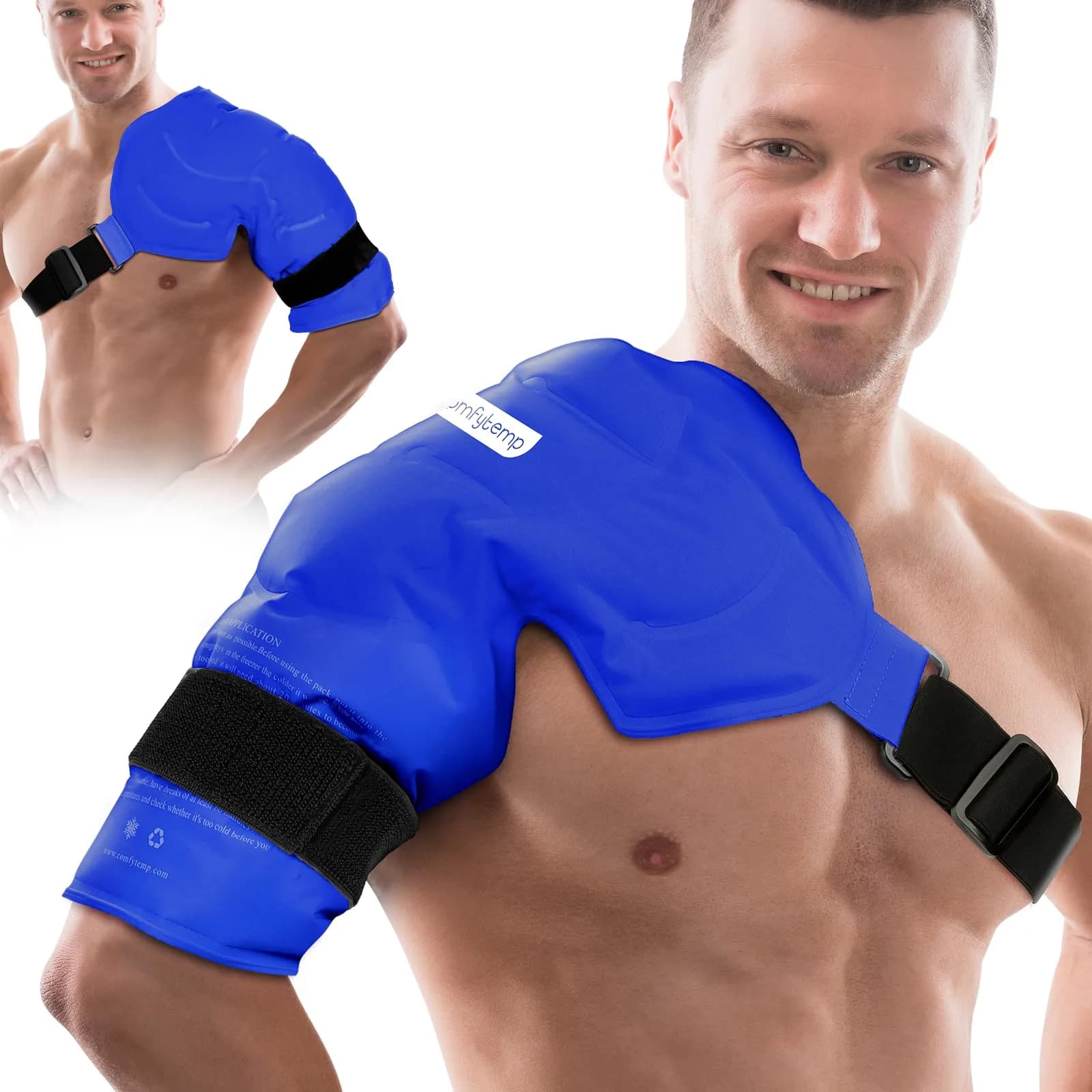 Comfytemp Shoulder Ice Pack Wrap with Dual-Fabric Design for Rotator Cuff Therapy (Large/X-Large, Dark Blue) | USA-Sourced Pain Relief - main product image
