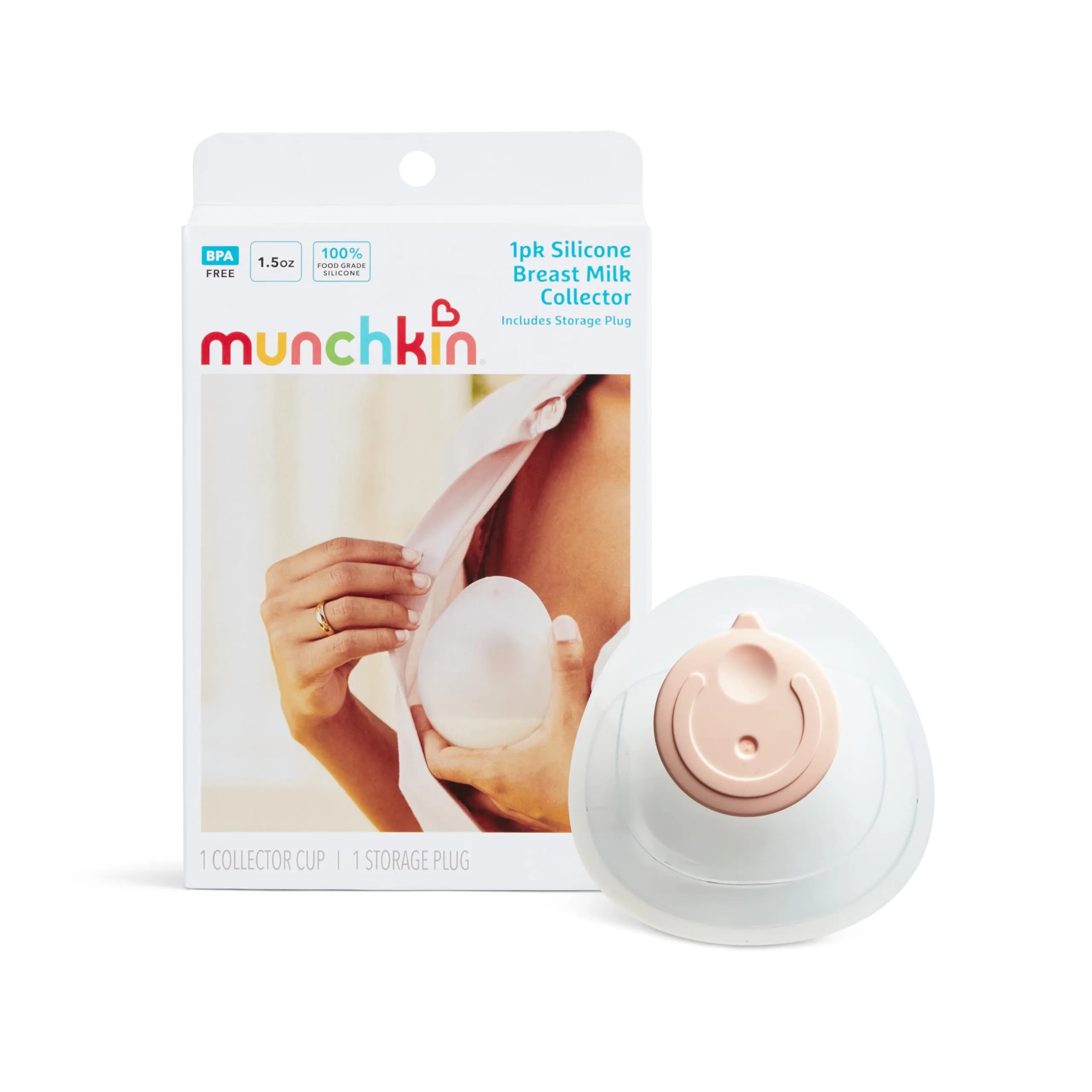 Munchkin Silicone Breast Milk Collector Cups with Storage Plug, 1.5 oz (45 ml) | Discreet & Comfortable Leak-Free Breastfeeding Essential - main product image