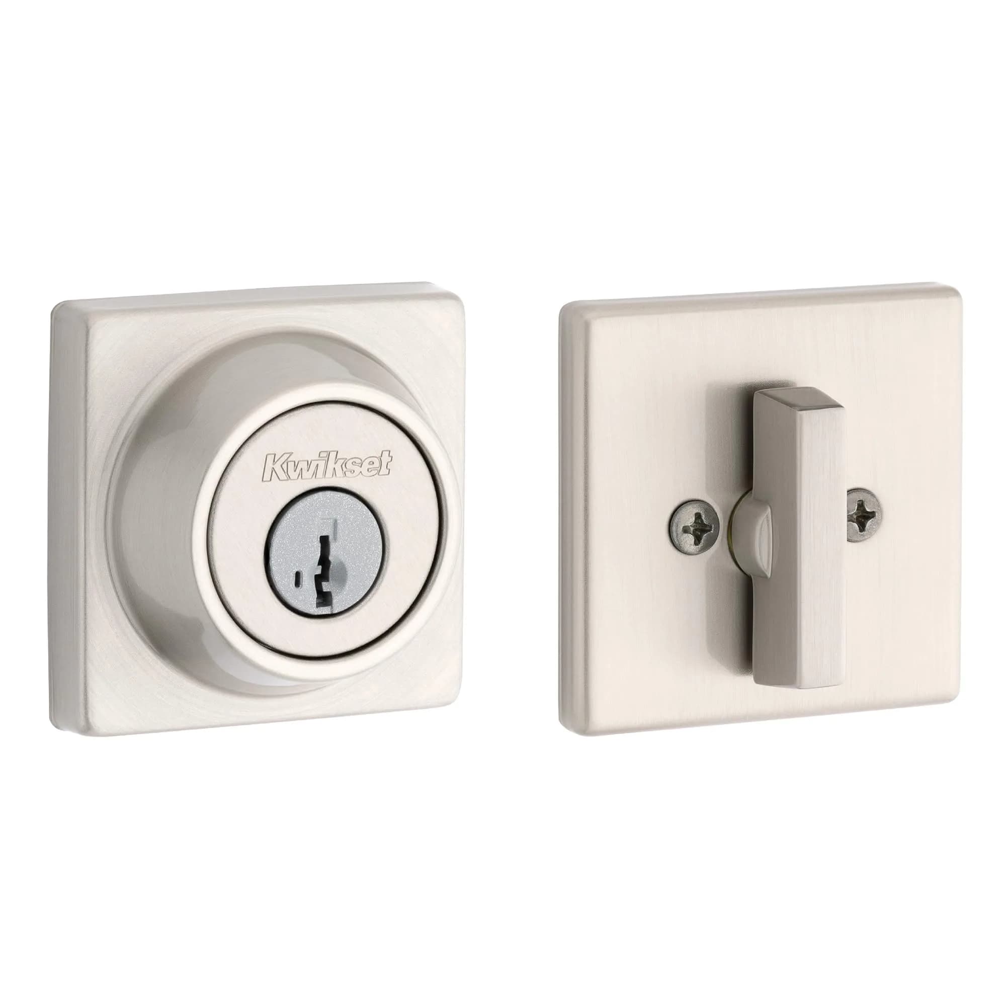 Kwikset Single Cylinder Deadbolt with SmartKey Lock, Satin Nickel | Secure Entry for Indian Homes