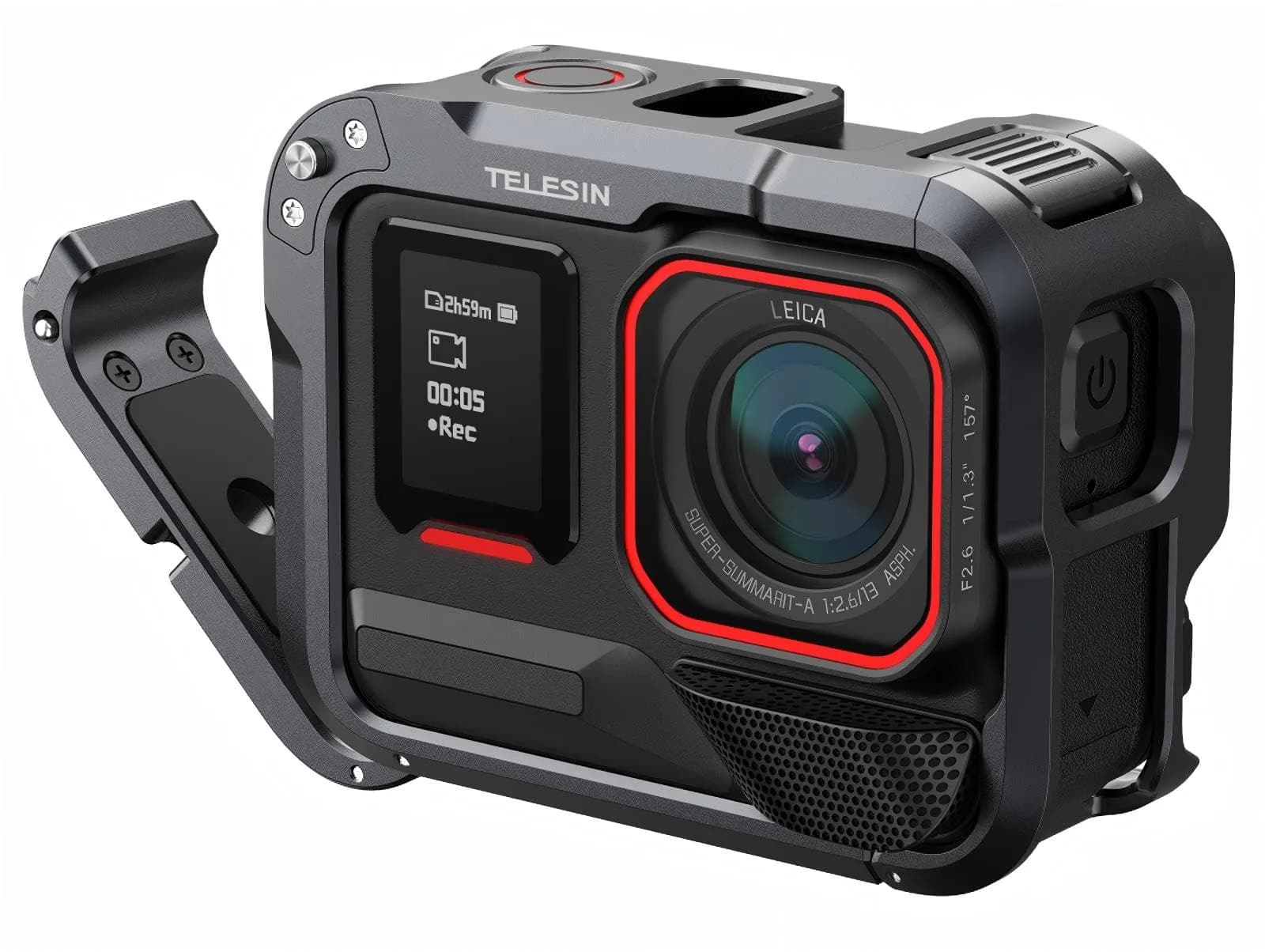 TELESIN Aluminum Alloy Protective Frame Case for Insta 360 Ace Pro 2 | Quick-Release Metal Cage with 1/4" Screw & Cold Shoe