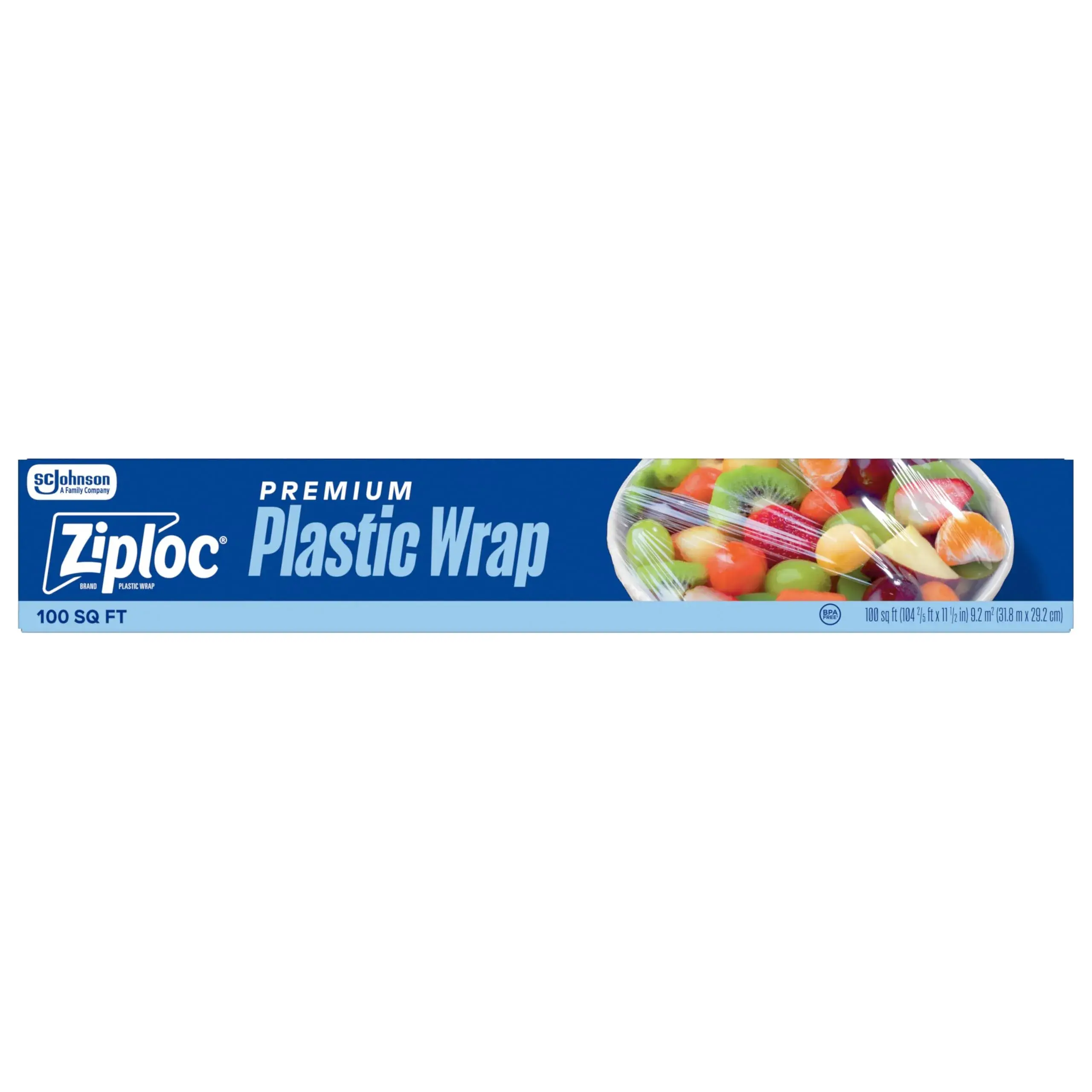 Ziploc Wrap Food Storage 100 Sq Ft Roll | Protects Food on Glass, Plastic, Metal Surfaces