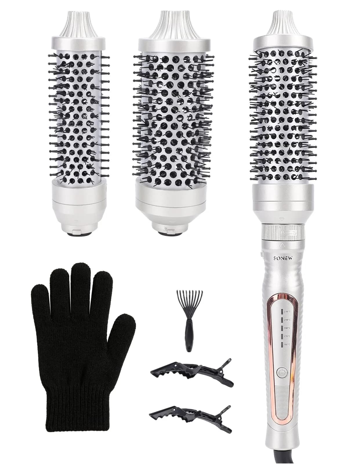 Sonew Heated Round Brush Thermal Curling Brush Set 3 Sizes (1.25/1.5/1.75 Inch) | Effortless Styling