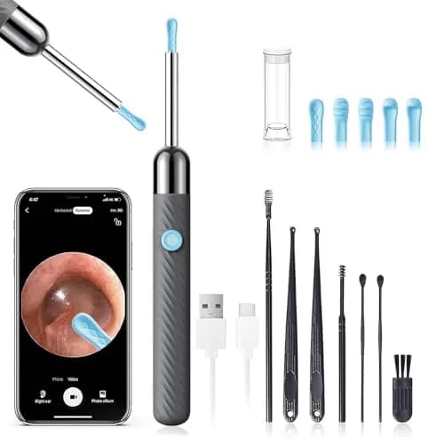 LEIPUT Ear Wax Removal Tool Camera with 8 Pcs Ear Set, 1080P HD Camera & 6 Ear Spoons, Grey - main product image