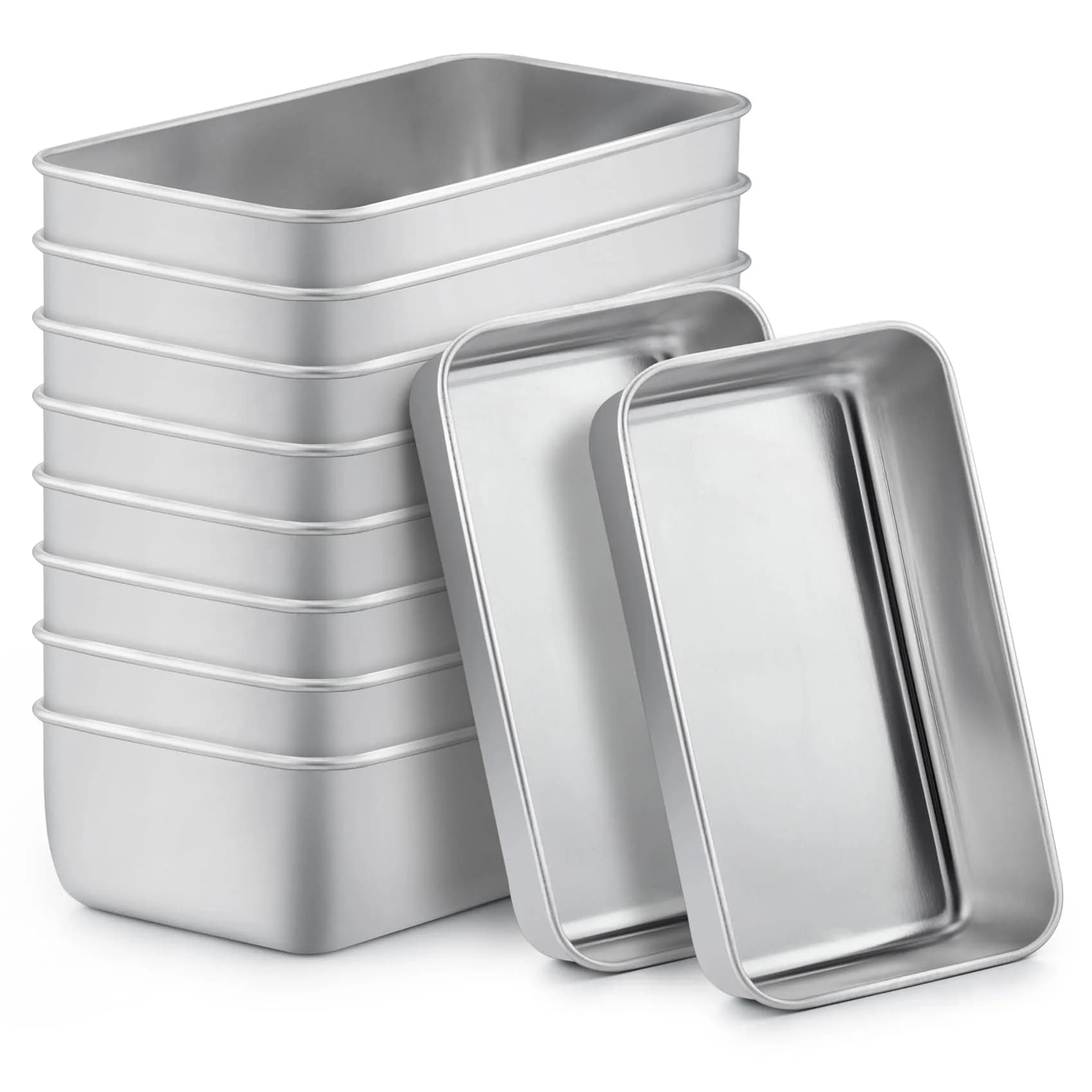 TeamFar Stainless Steel Loaf Pans for Baking, 9.25 x 5 Inch (23.5 x 12.7 cm) - Set of 10 | Healthy & Sturdy Baking Tins - main product image