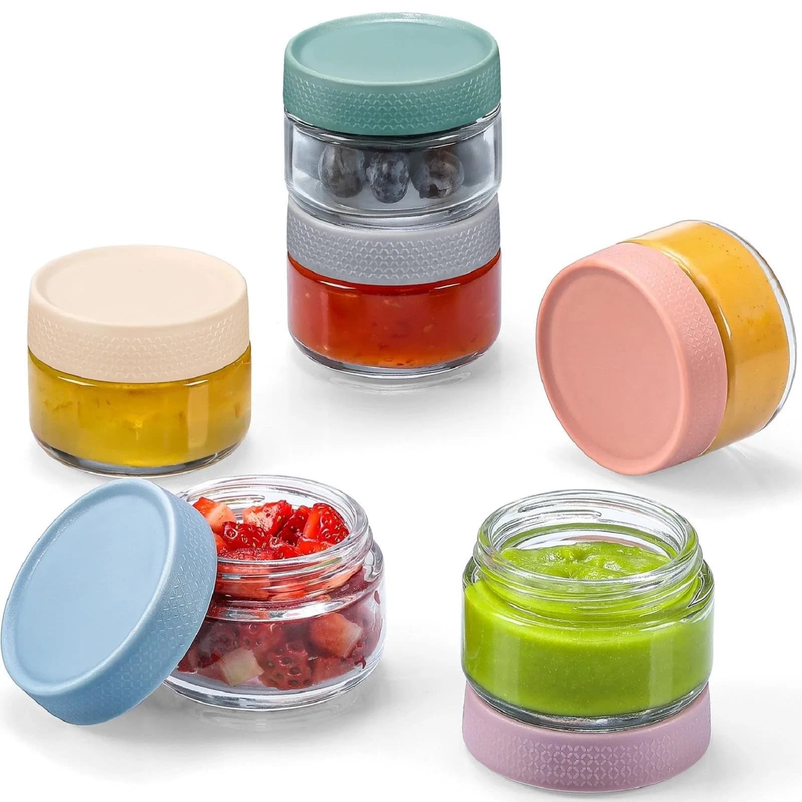 NETANY 2oz Glass Salad Dressing Containers, 6-Pack | Airtight, Reusable, Leakproof