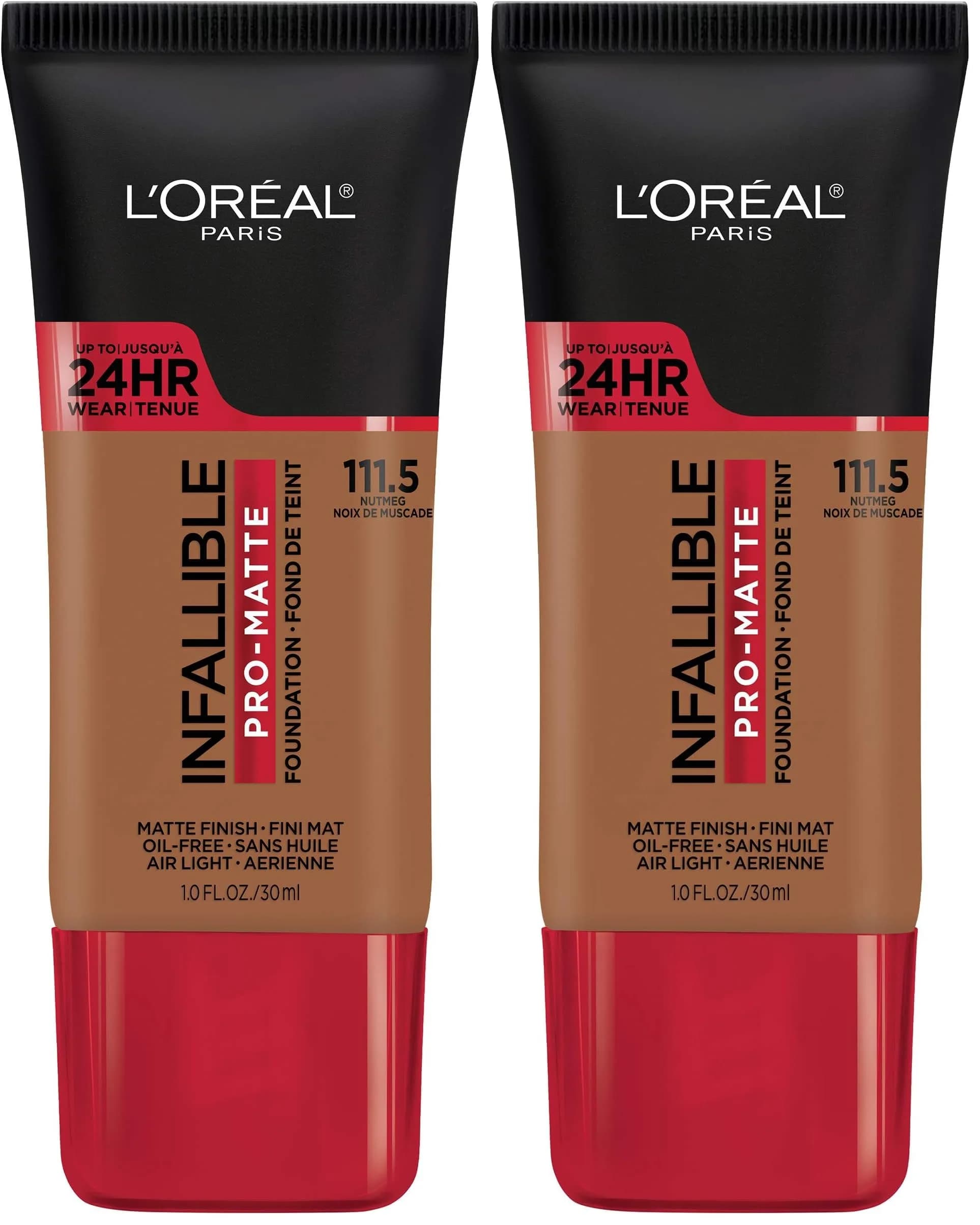 L'Oreal Paris Infallible Pro-Matte Liquid Foundation Nutmeg 1 fl oz (29.57 ml) (Pack of 2) | Full Coverage Longwear - main product image