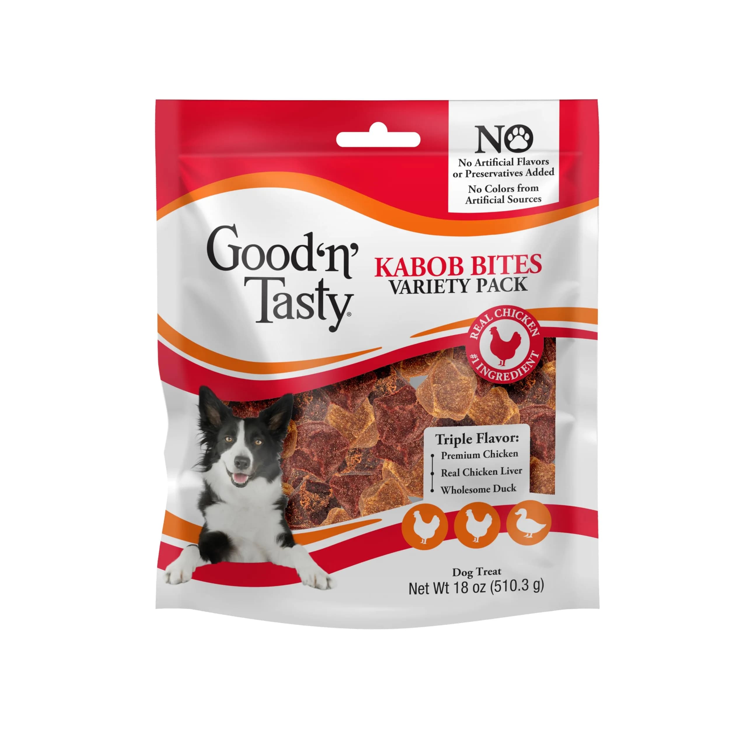 Good ‘N’ Tasty Kabob Bites Dog Treats 18 oz | Soft & Chewy, Triple-Protein, No Artificial Flavors