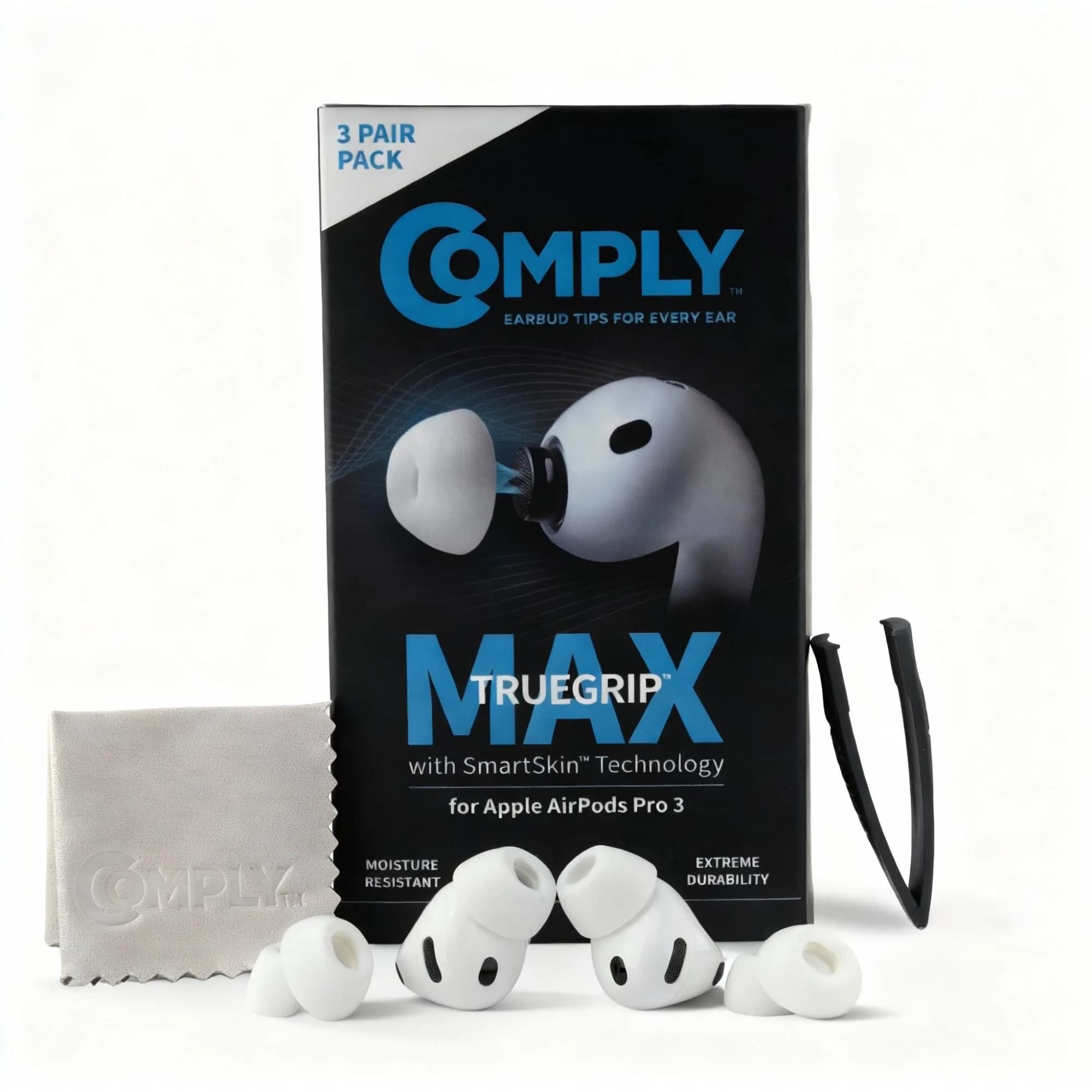 Comply TrueGrip MAX Memory Foam Ear Tips for AirPods Pro Gen 3 | 6 Pairs, White Medium - main product image