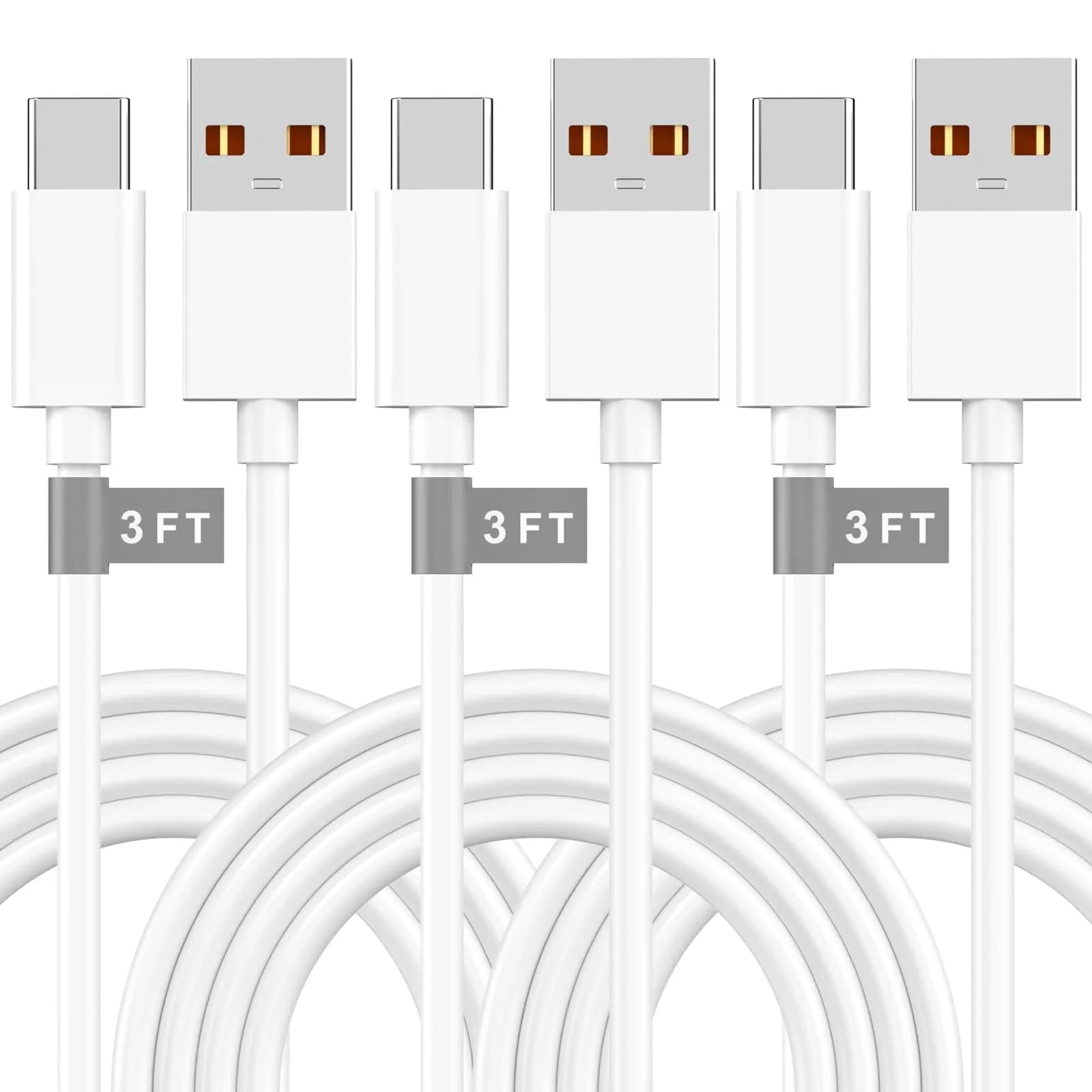 DESOFICON Apple MFi Certified 3ft USB A to USB C Cable (3-Pack, White) | 480Mbps Data Transfer - main product image