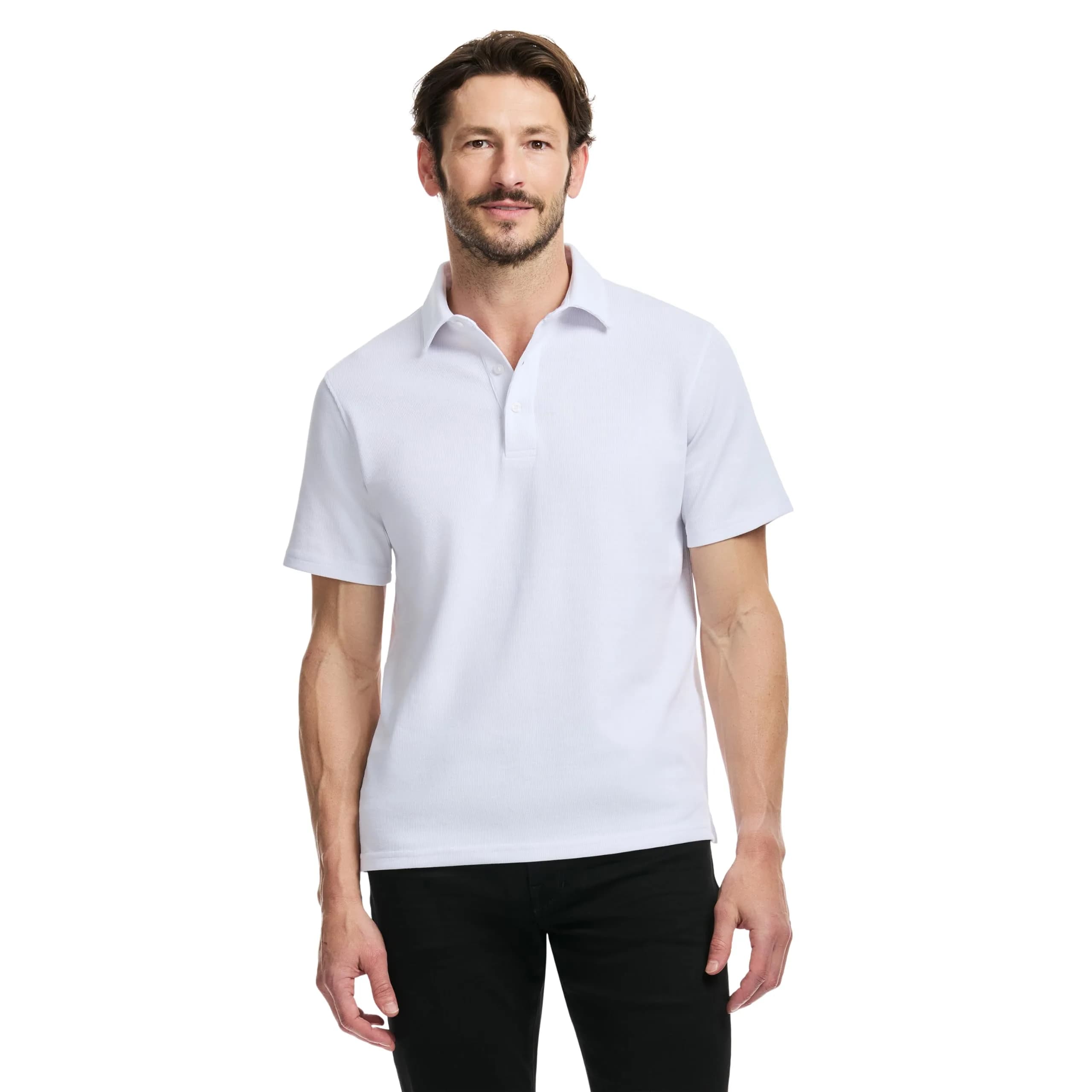 SAKS Fifth Avenue Men's Short Sleeve Textured Pique Polo, Premium Cotton Blend Knit Top, S - main product image