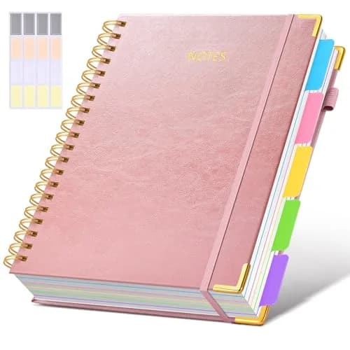 dilitego Leather Spiral Notebook Journal 8"x10" (300 Pages, Rose Gold) | Acid-Free Paper College Ruled - main product image