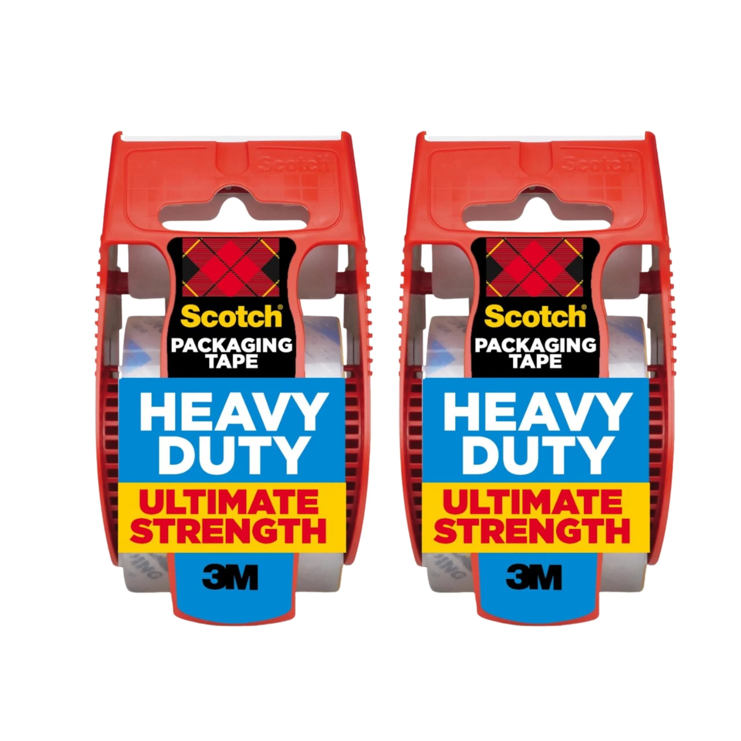Scotch Heavy Duty Shipping Packaging Tape, Clear, 2 Rolls & 2 Dispensers (2000 Total Inches) | Split-Resistant Industrial Strength - main product image