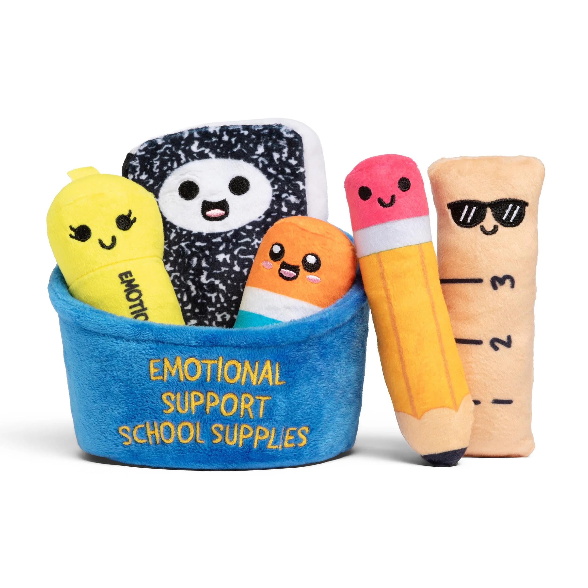 WHAT DO YOU MEME? Emotional Support School Supplies Plush Set with Basket | 6 Pieces, Polyester - main product image