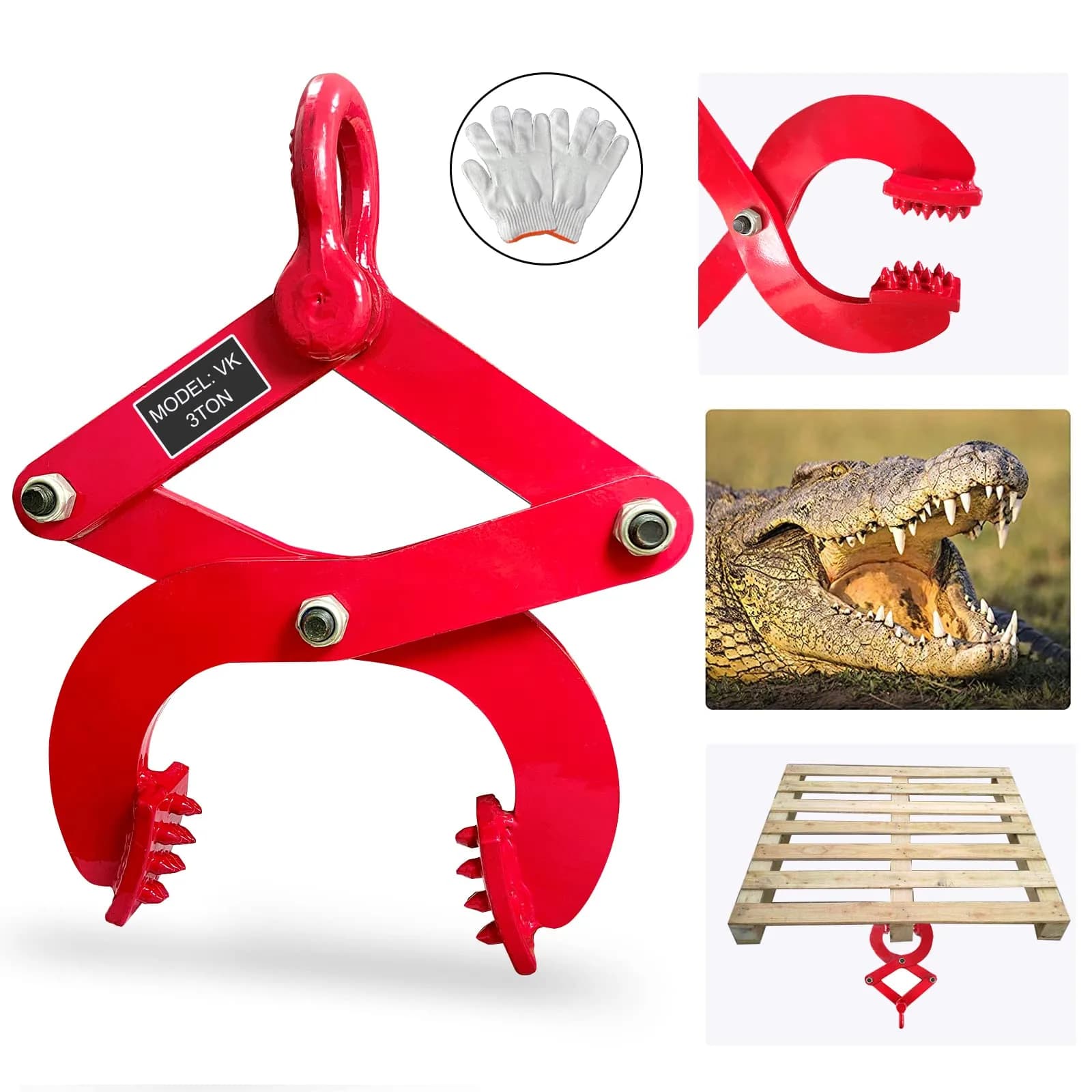 BONOOTH Pallet Puller 1T (2205 lbs) Capacity Heavy Duty Steel Scissor Grabber with 5.5" Jaw Opening | Industrial Material Handling Tool