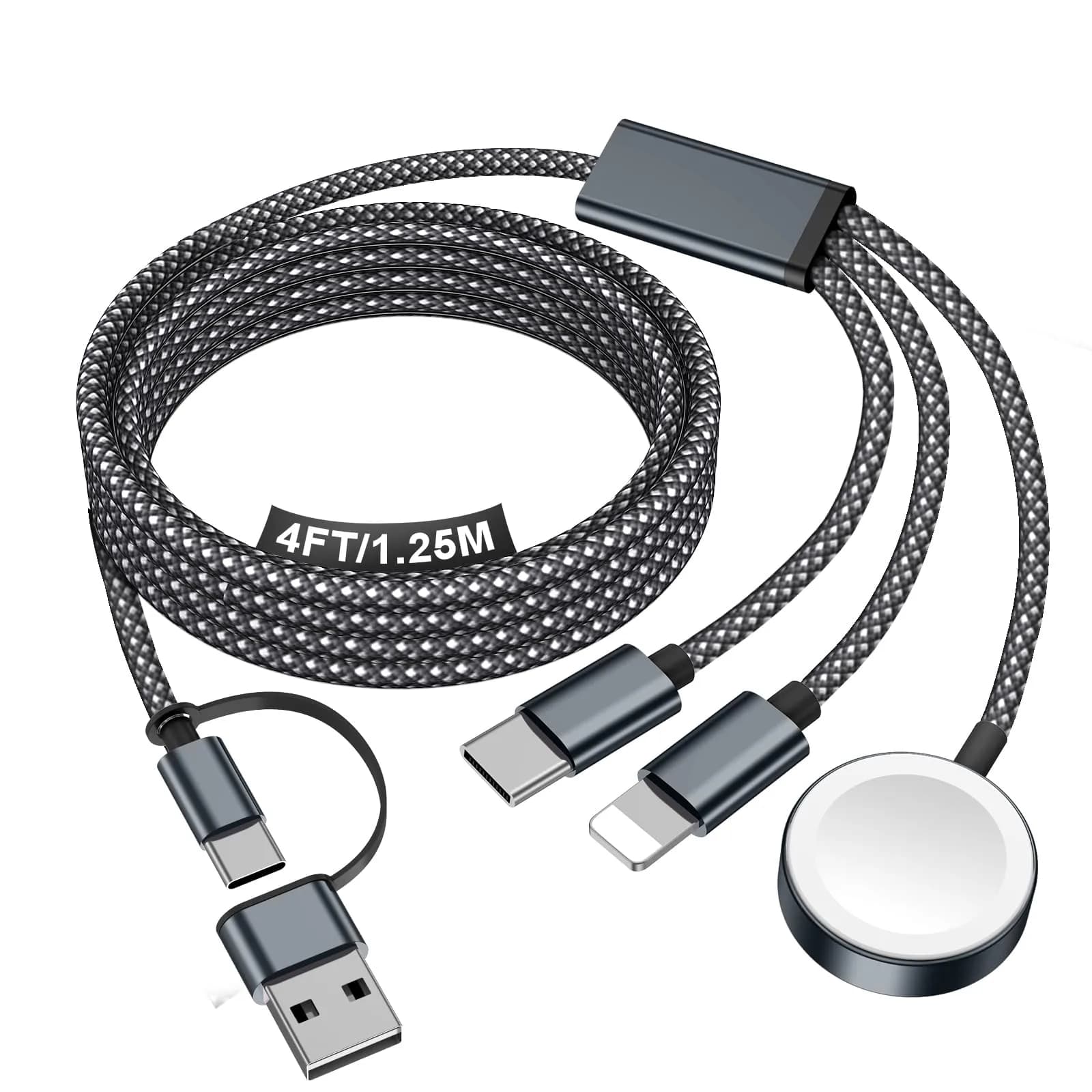xiwxi 3-in-2 Multi Charging Cable (USB-C/Lightning/Magnetic) 1.2M | Travel Essentials for Apple Devices - main product image