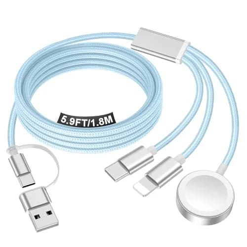 xiwxi 3-in-2 Multi Charging Cable (1.5m/5ft) for Apple Watch, iPhone, USB-C | Travel Essentials - main product image