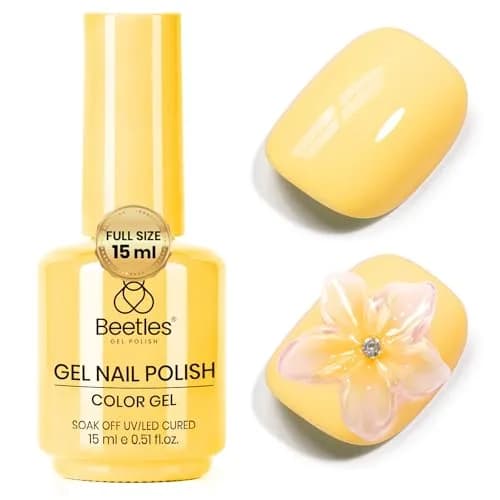 Beetles Yellow Gel Nail Polish - 15ML/0.51Fl Oz Plumeria Yellow | Long-Lasting Soak Off UV LED Gel - main product image