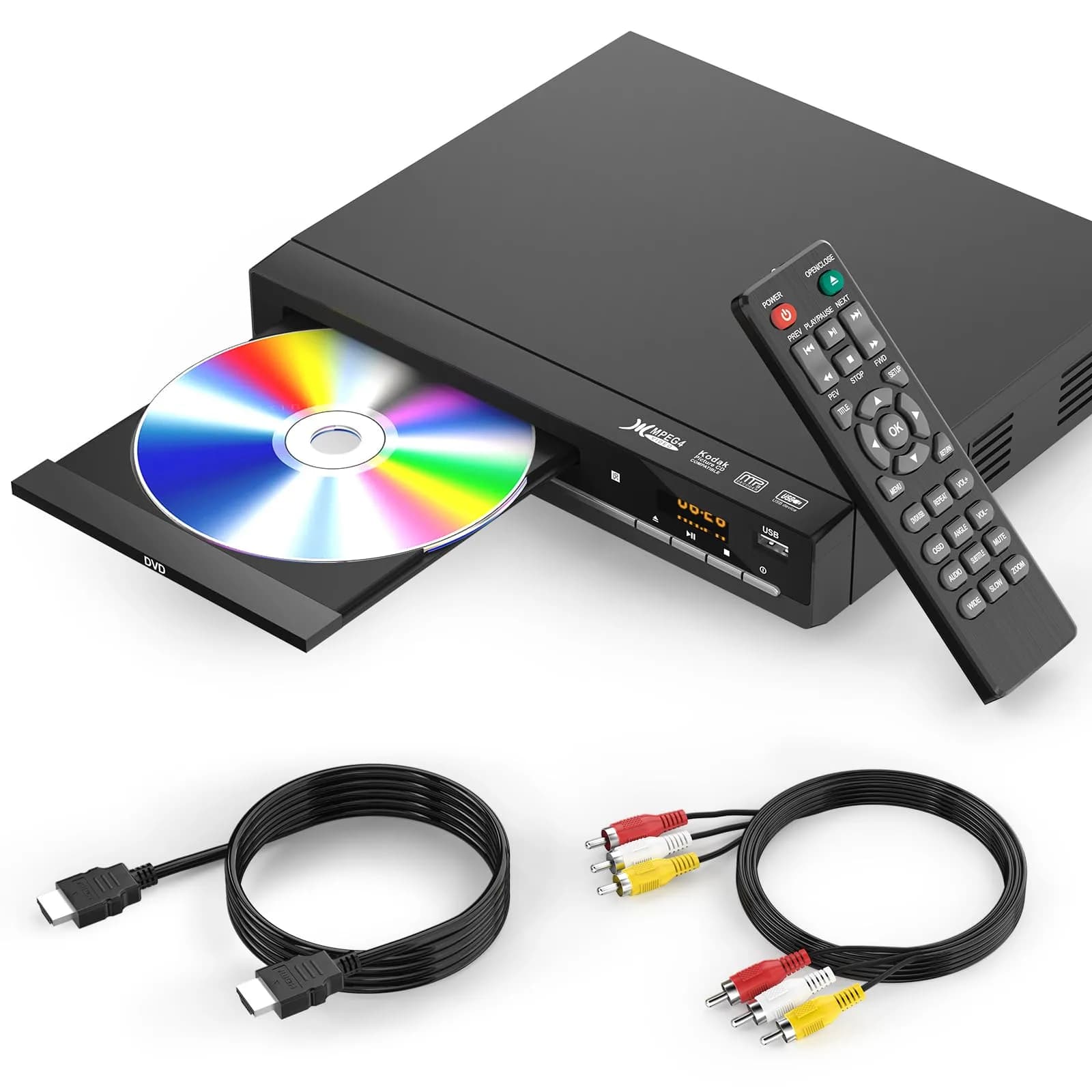 WSJSYH All-Region DVD Player with HDMI & USB | 1080P Upscaling, Region Free, Multi-Format Playback (1 Unit) - main product image