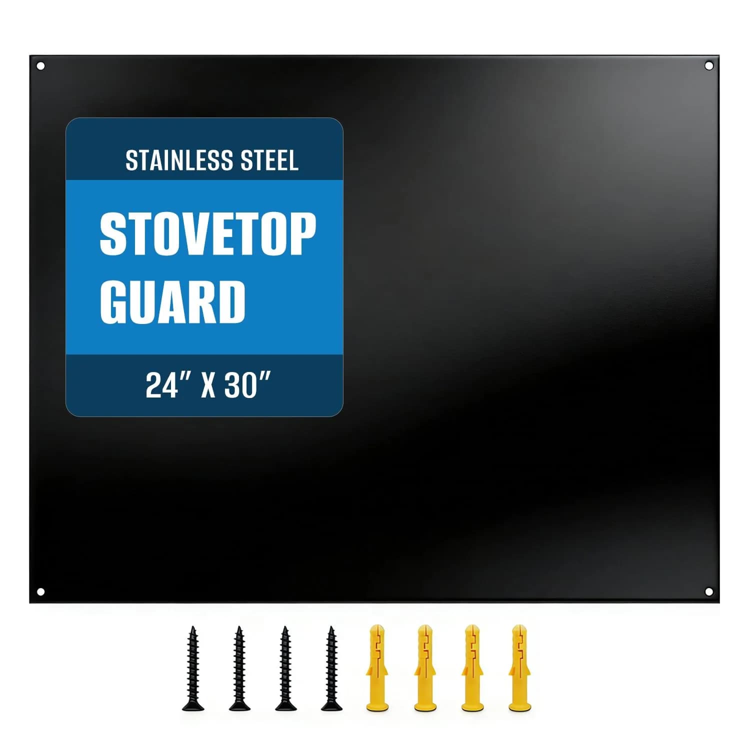 TUTU Stainless Steel Stove Backsplash 24" x 30" Black | Easy Clean Wall Shield - main product image
