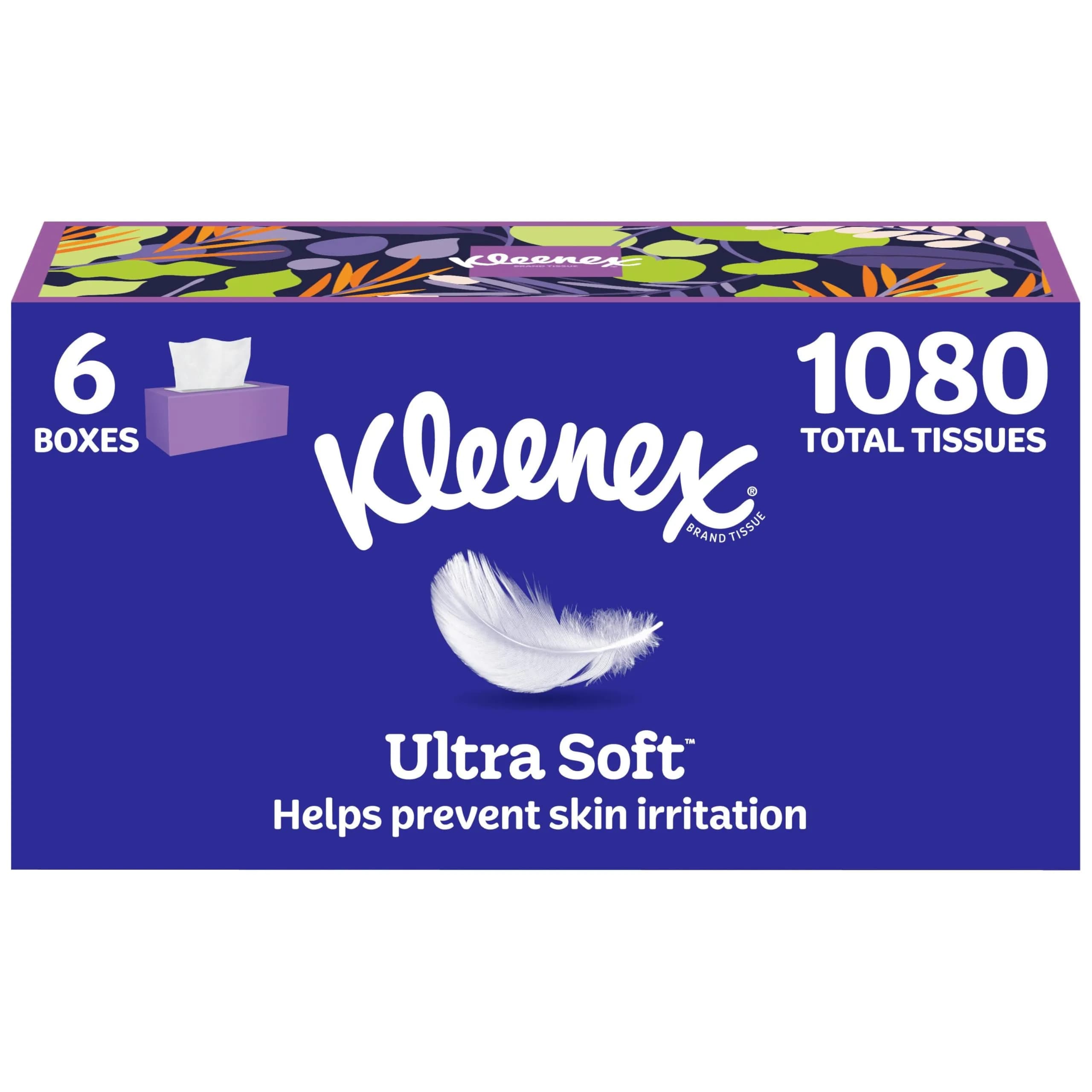 Kleenex Ultra Soft Facial Tissues, 3-Ply, 180 Tissues per Box (6 Boxes Total) | Soft & Strong for Allergy Season - main product image