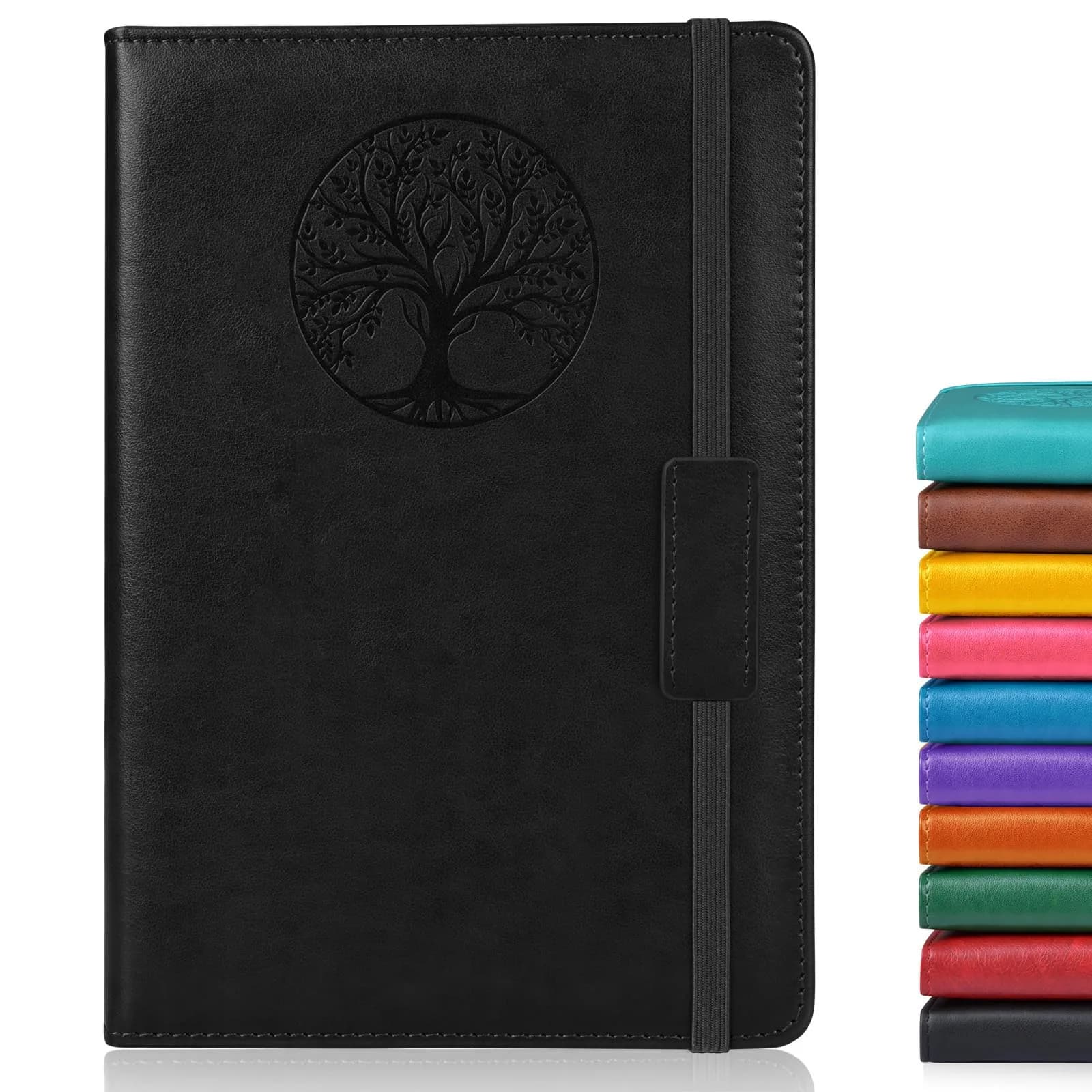 Biuwory Black Blank Journal Notebook with Faux Leather Cover, A5 (5.7"×8.3"), 140 Pages | Premium Unlined Sketchbook for Drawing & Writing - main product image