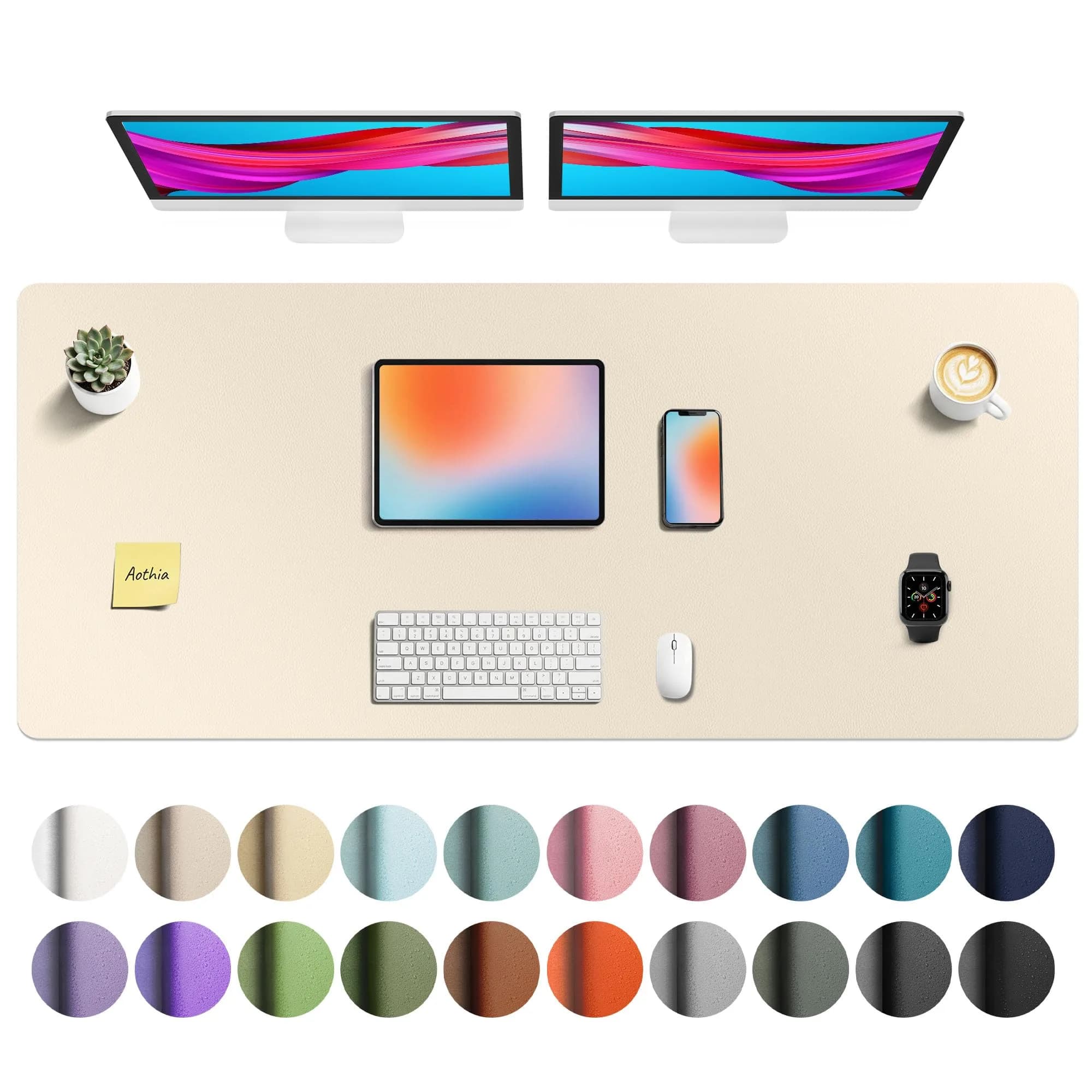 Aothia Faux Leather Desk Mat - Large 140cm x 61cm (55" x 24") | Waterproof & Non-Slip PU Leather Writing Surface - main product image