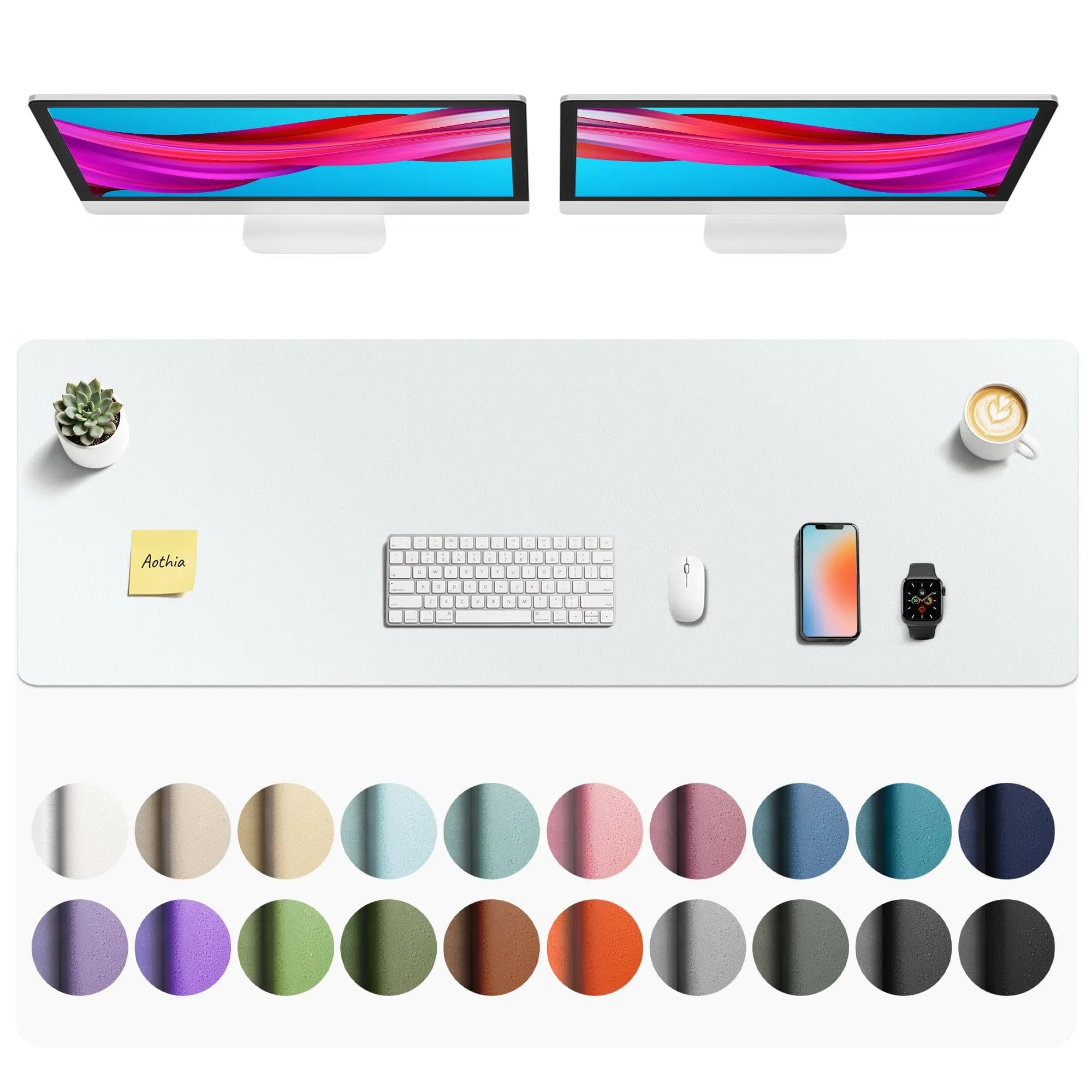 Aothia Faux Leather Desk Mat - Barely Grey 140cm x 43cm | Protects Desks, Waterproof Writing Surface - main product image