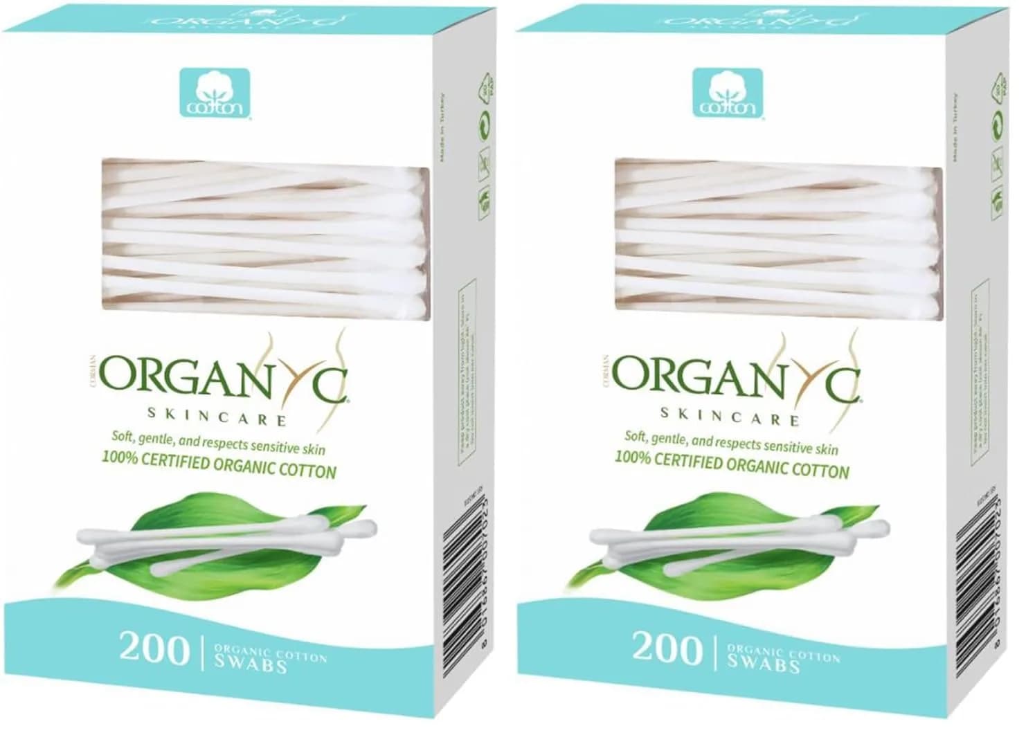 Organyc 100% Certified Organic Cotton Swabs, 400 Count (200 Count Pack of 2) | GOTS Certified Organic Cotton - main product image