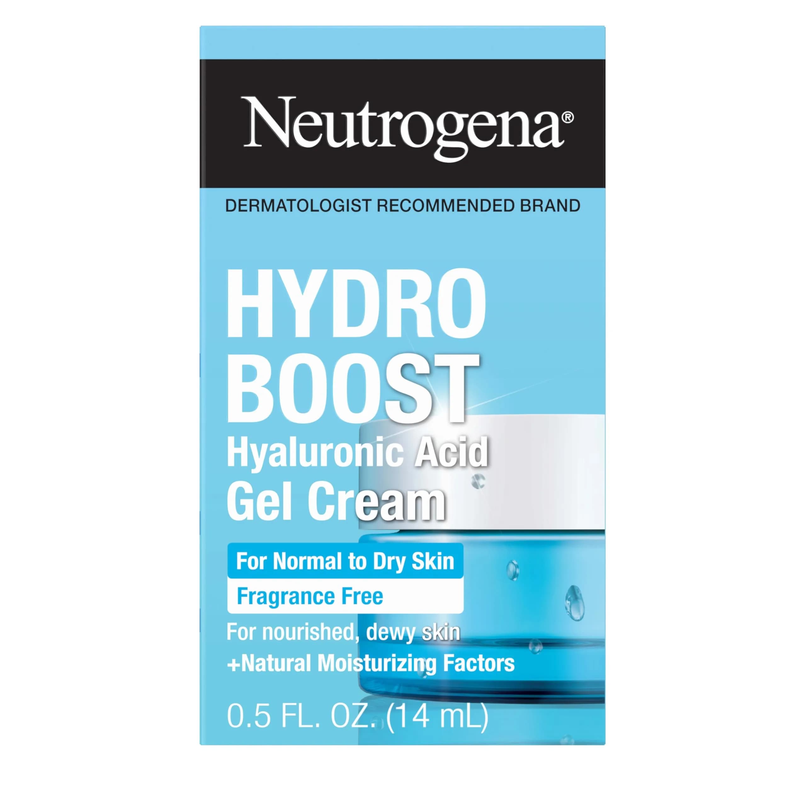 Neutrogena Hydro Boost Gel Cream Fragrance Free 15ml (0.5 Fl Oz) | Hyaluronic Acid Facial Moisturizer for Normal to Dry Skin - main product image