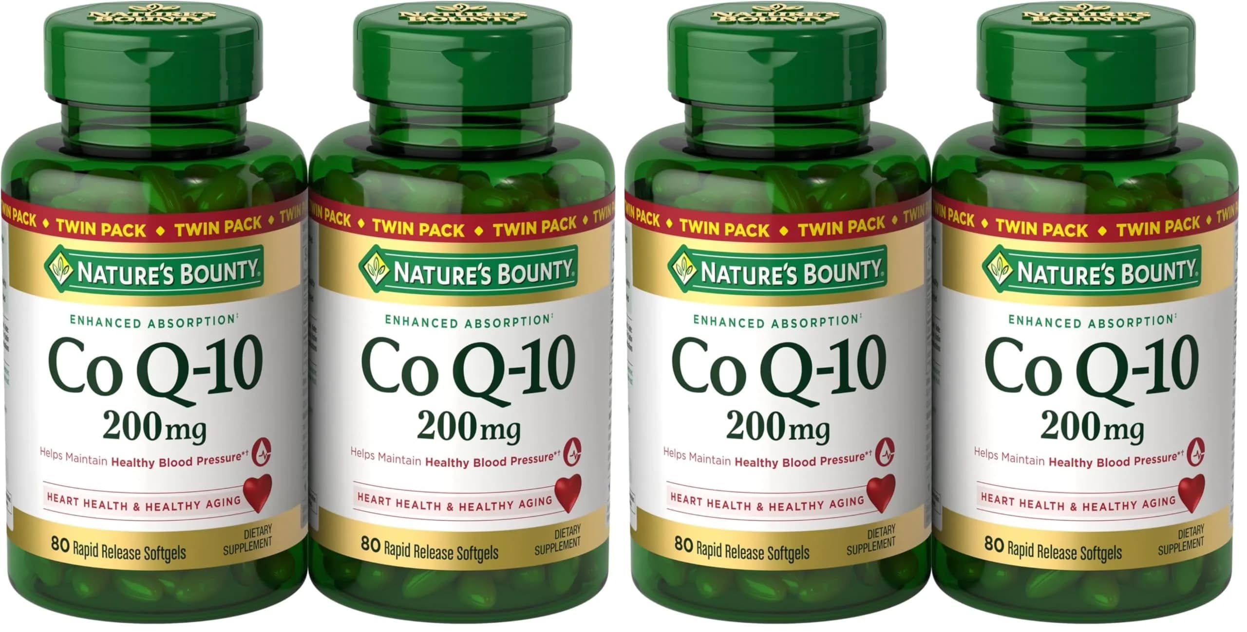 Nature's Bounty CoQ10 200 mg Softgels, Heart Health & Cellular Energy Support, 160 Count (Pack of 4) | Cardiovascular Support - main product image
