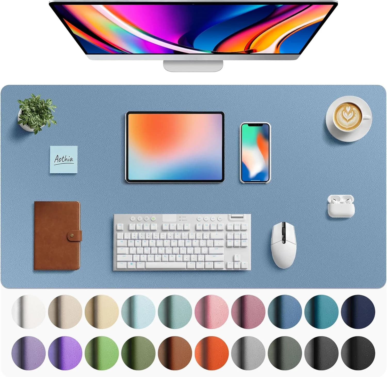 Aothia Faux Leather Desk Mat Large Mouse Pad 40" x 24" | Protects Your Desk with Waterproof PU Leather - main product image