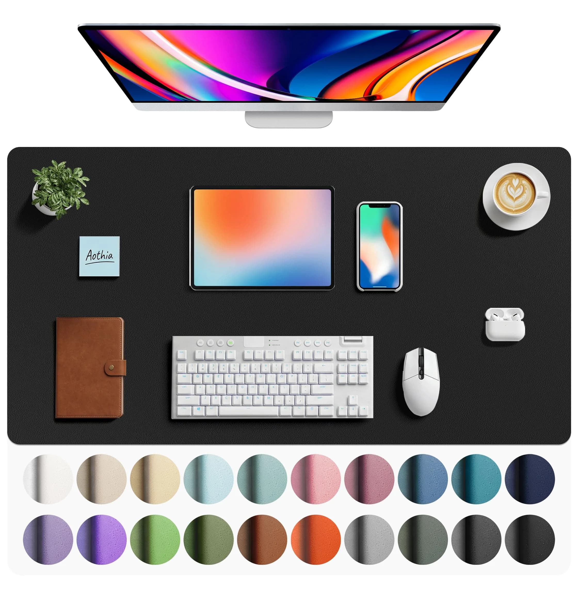 Aothia Faux Leather Desk Mat - Large Mouse Pad 101.6cm x 61cm (40" x 24") | Protects Desks from Scratches, Spills, and Heat - main product image