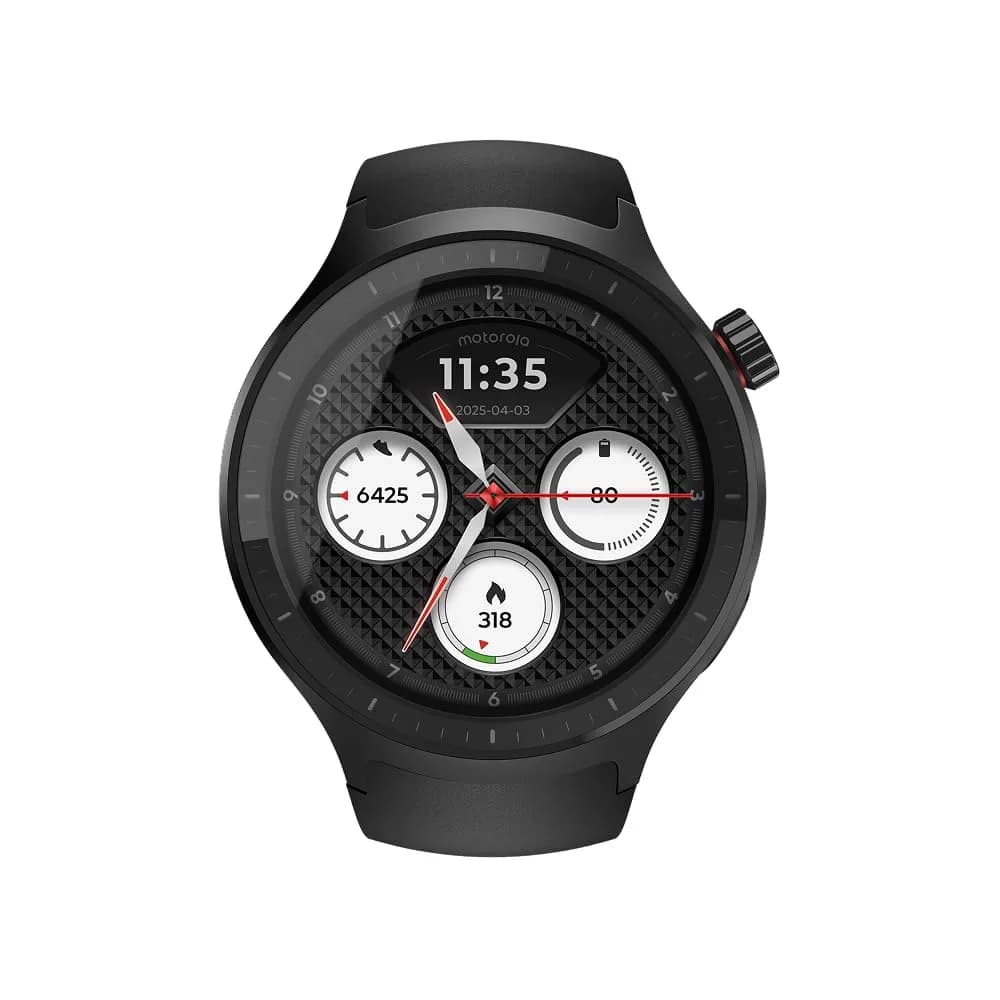 Motorola Moto Watch 47mm Stainless Steel | Sporty Wellness Tracker with Dual GPS