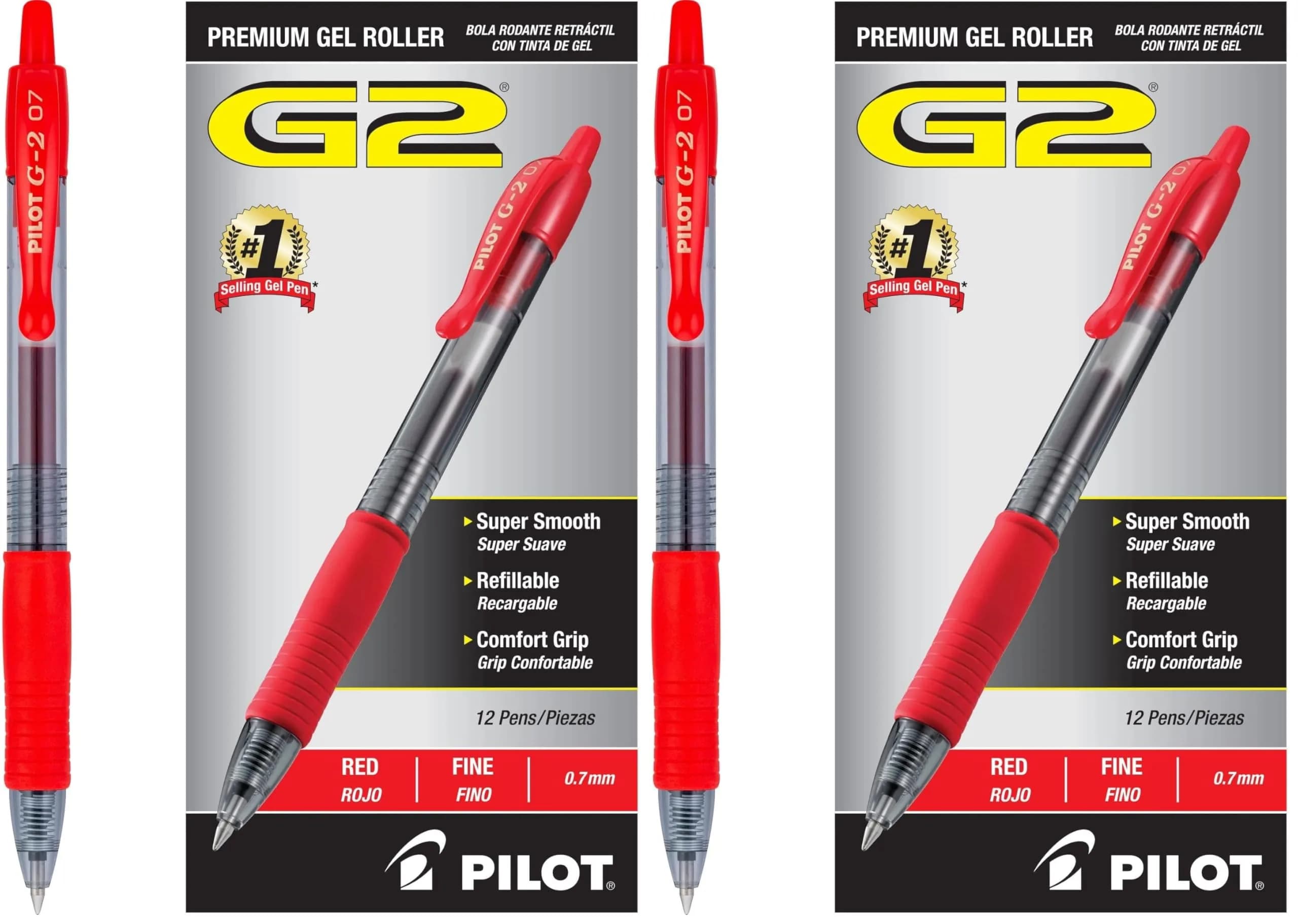 PILOT G2 Premium Retractable Gel Pens, Fine Point, Red Ink, 24 Count | Smooth Writing for Students & Professionals - main product image