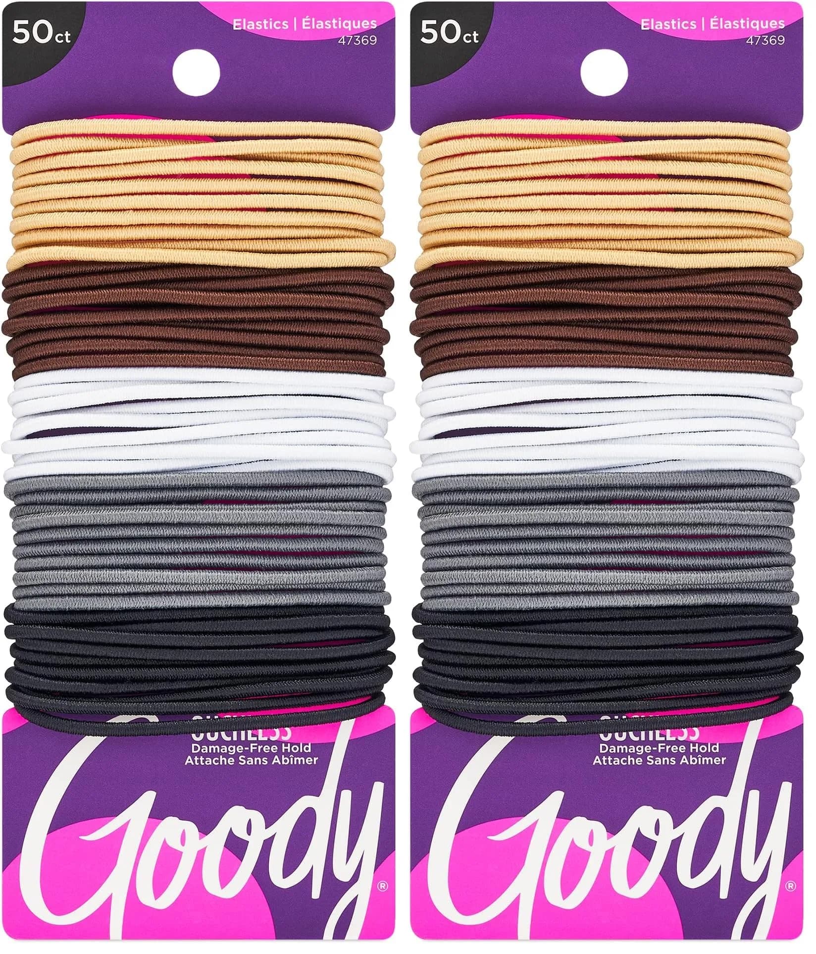Goody Ouchless Elastic Hair Ties (100 Count, Assorted Neutrals) | Pain-Free Hair Accessories for Fine to Medium Hair - main product image