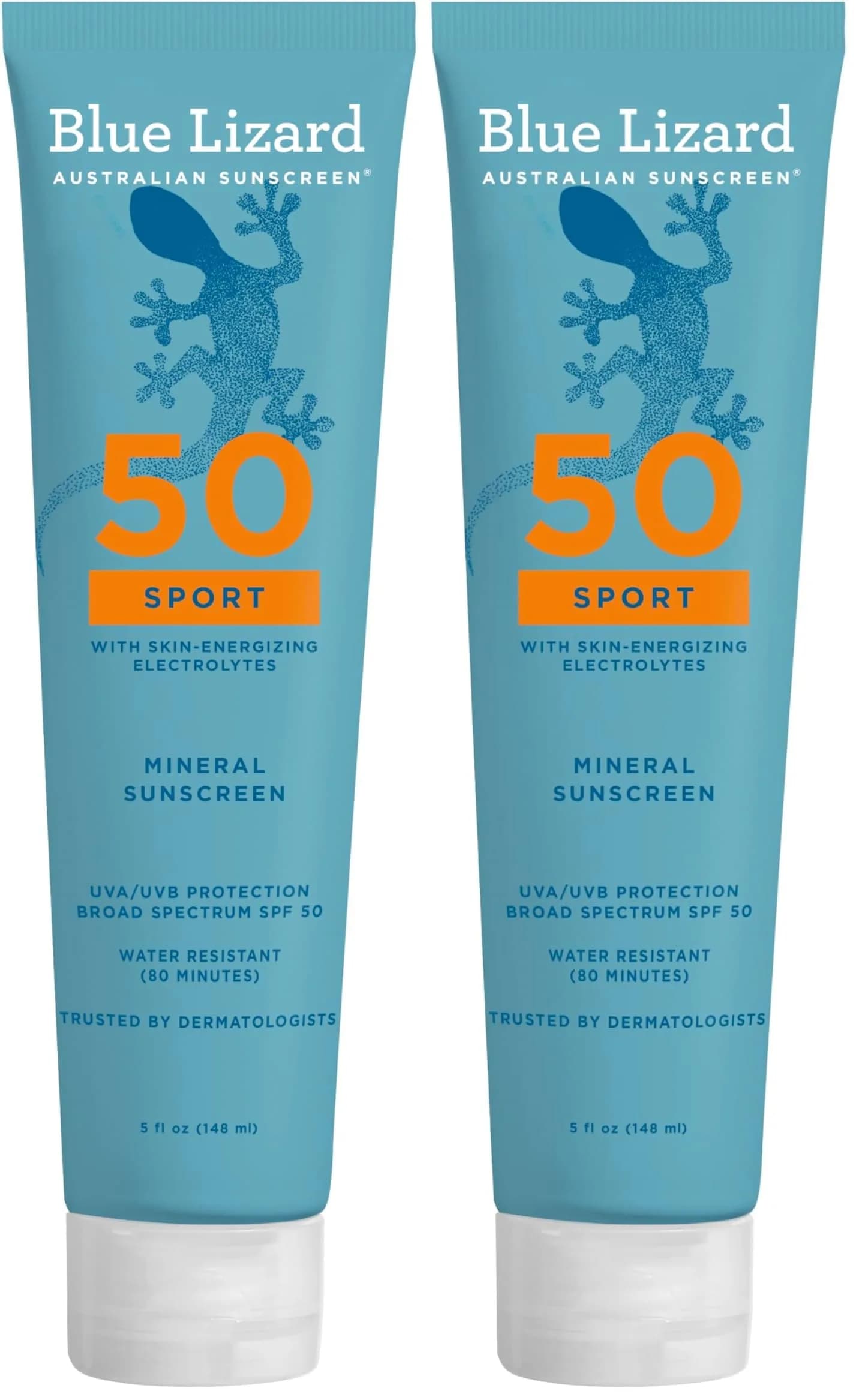 Blue Lizard Sport Mineral SPF 50 Lotion 2-Pack 148ml (5.0 Fl Oz) | Broad Spectrum UVA/UVB Protection - main product image