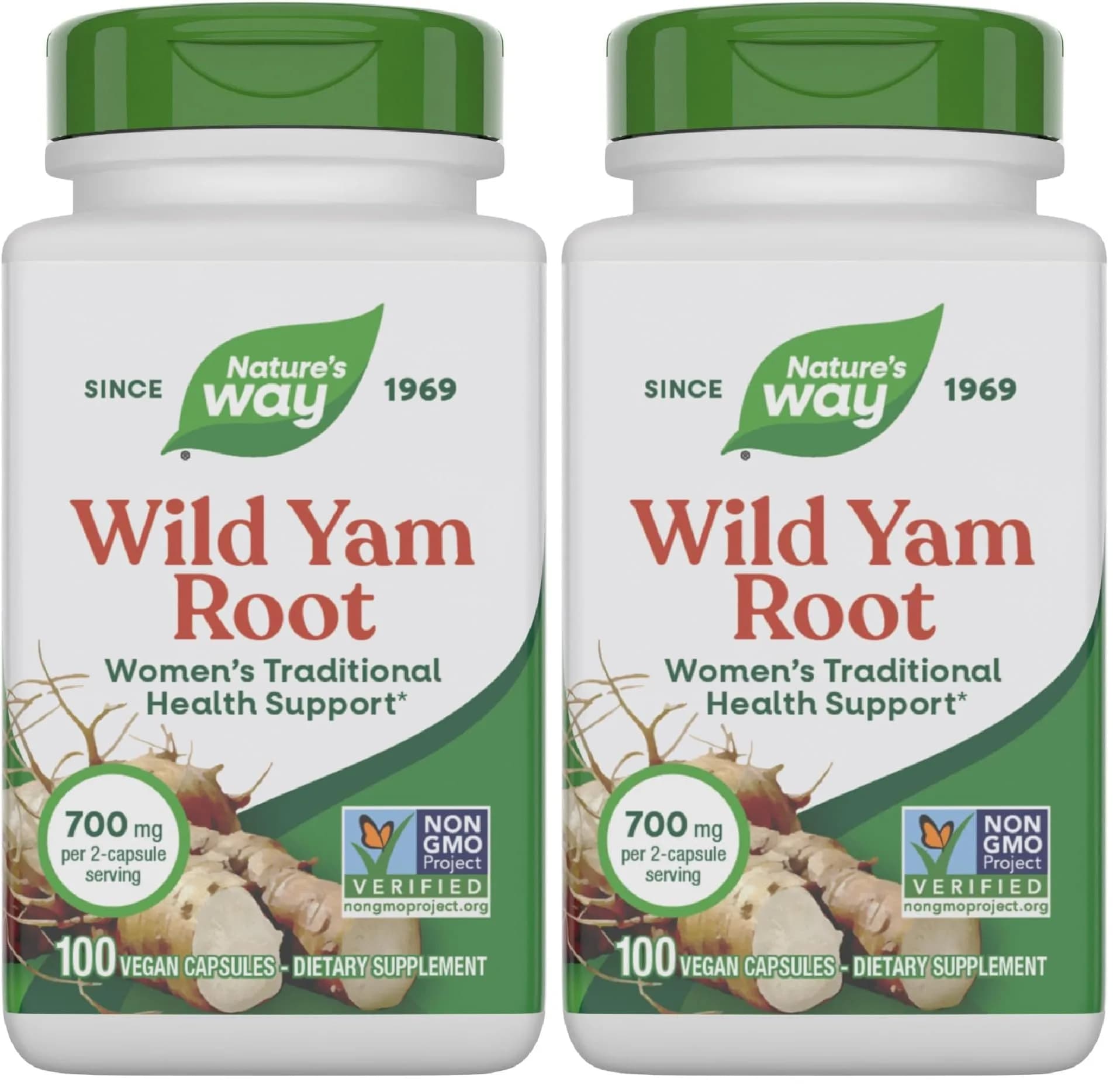 Nature's Way Wild Yam Root Capsules 700 mg per 2-Capsule Serving | Non-GMO Project Verified Vegan 100 Count (Pack of 2) - main product image