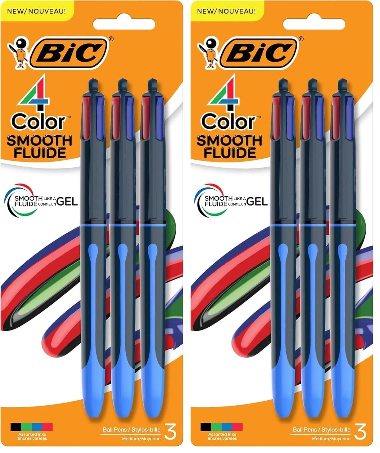 BIC 4 Color Shine Retractable Ballpoint Pen | 1.0 mm Medium Point, Pink Metallic Barrels, 3-Count Pack