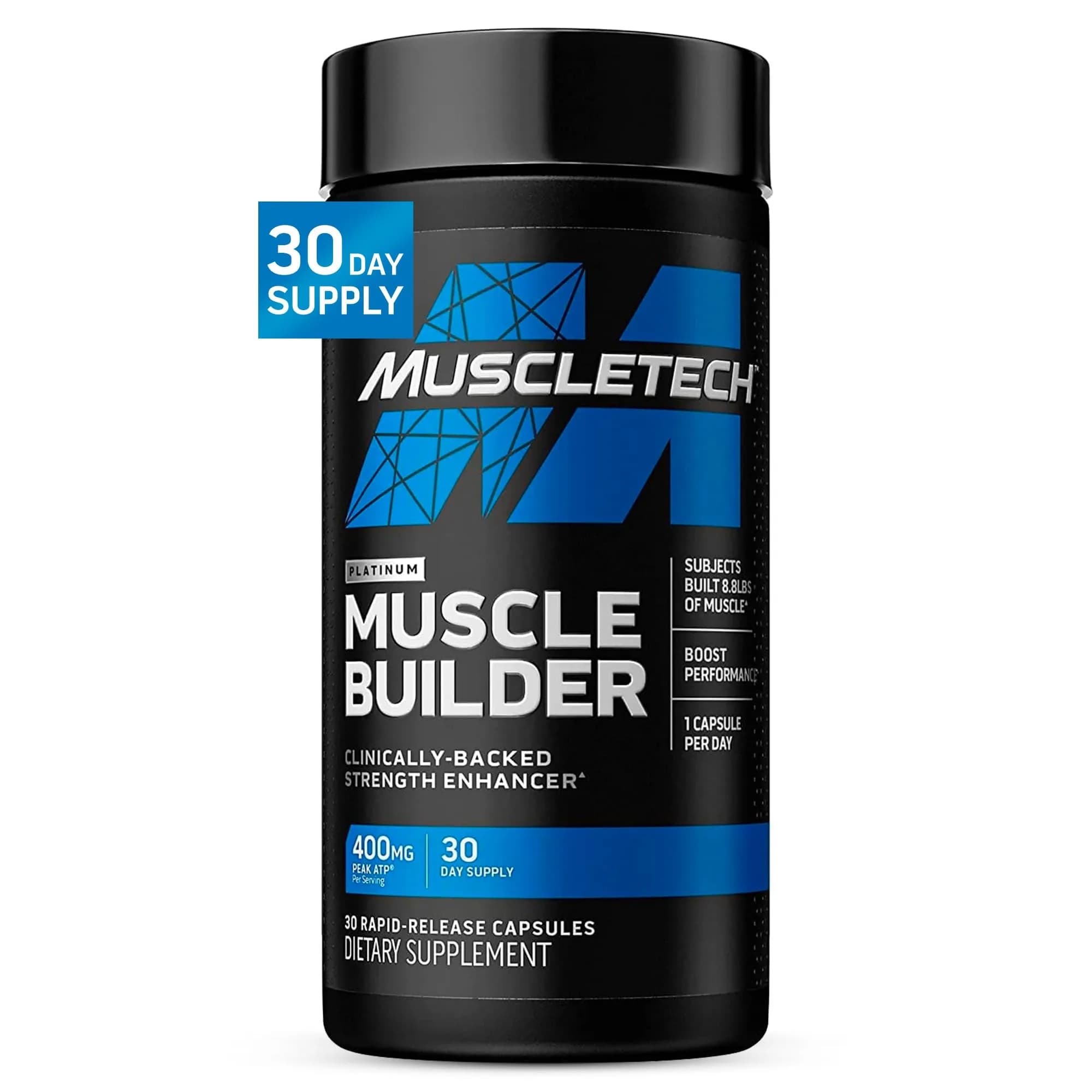 MuscleTech Platinum Muscle Builder Nitric Oxide Booster 400mg Peak ATP 120 Capsules (60 Count x 2) | Clinically Backed for Strength & Performance - main product image