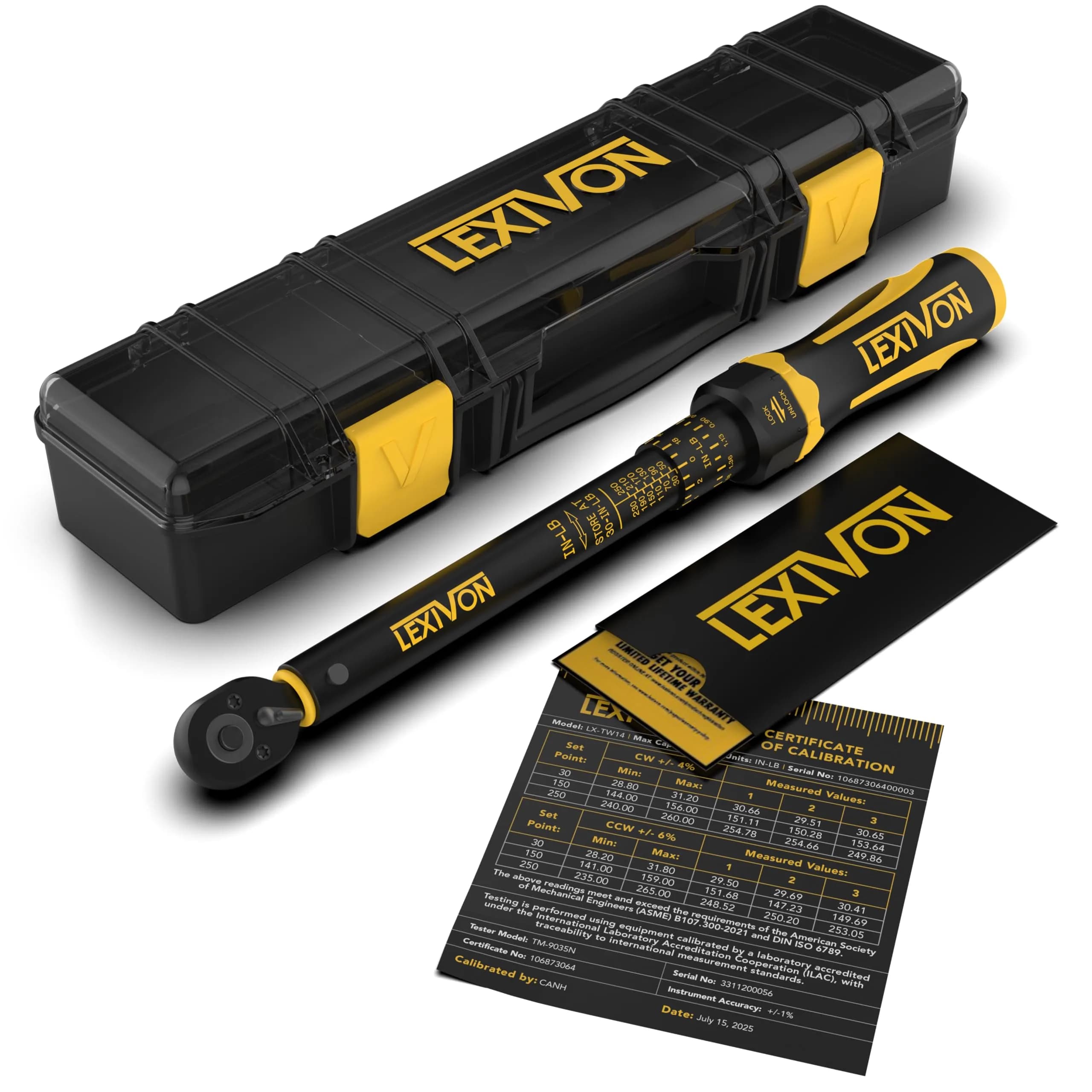 LEXIVON Torque Wrench 1/4-Inch Drive 30-250 IN-LB | Certified Precision & Comfort
