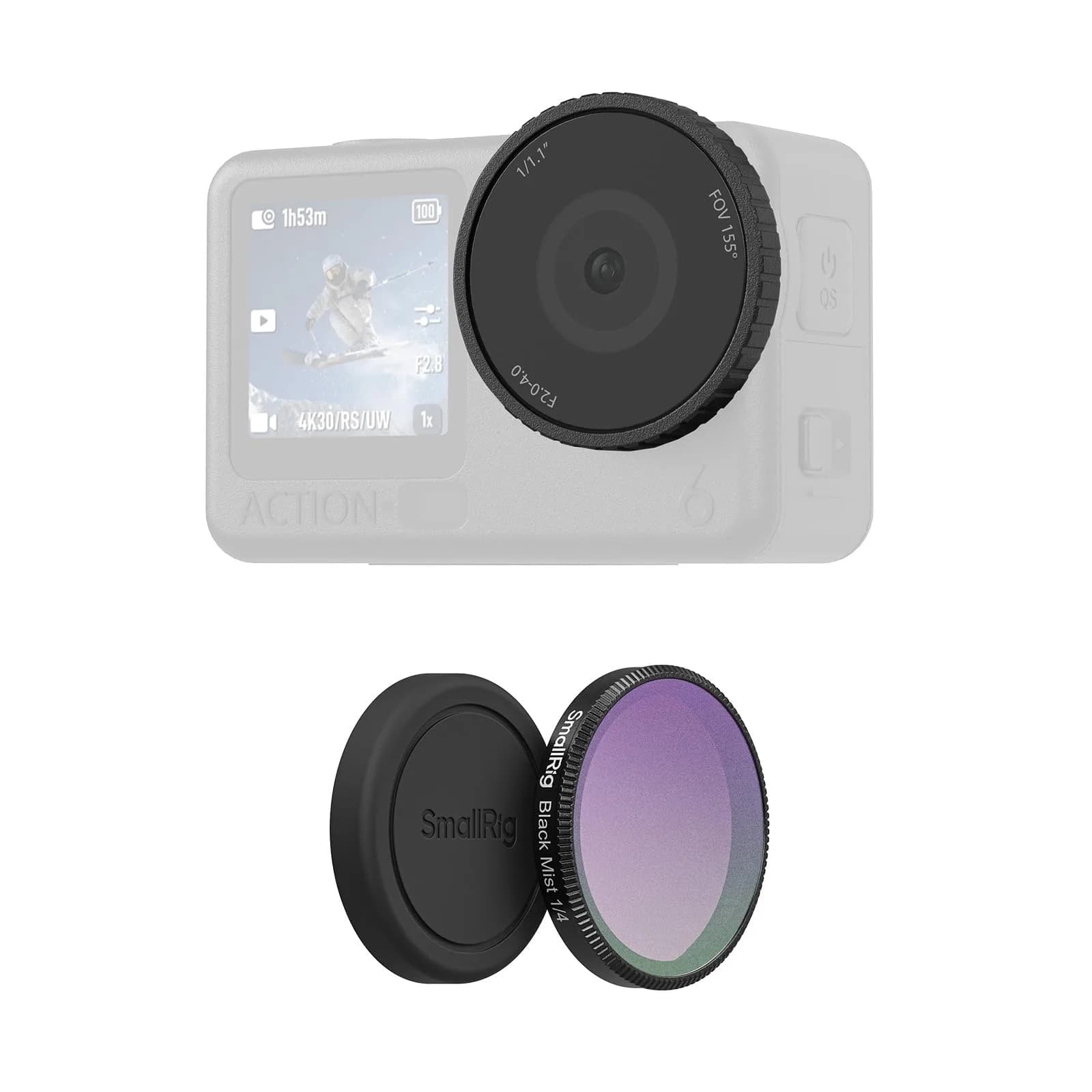 SmallRig 43.86mm Black Mist Filter for DJI Osmo Action 6 | 1/4 Diffusion Effect, Multi-Coated Optical Glass - main product image