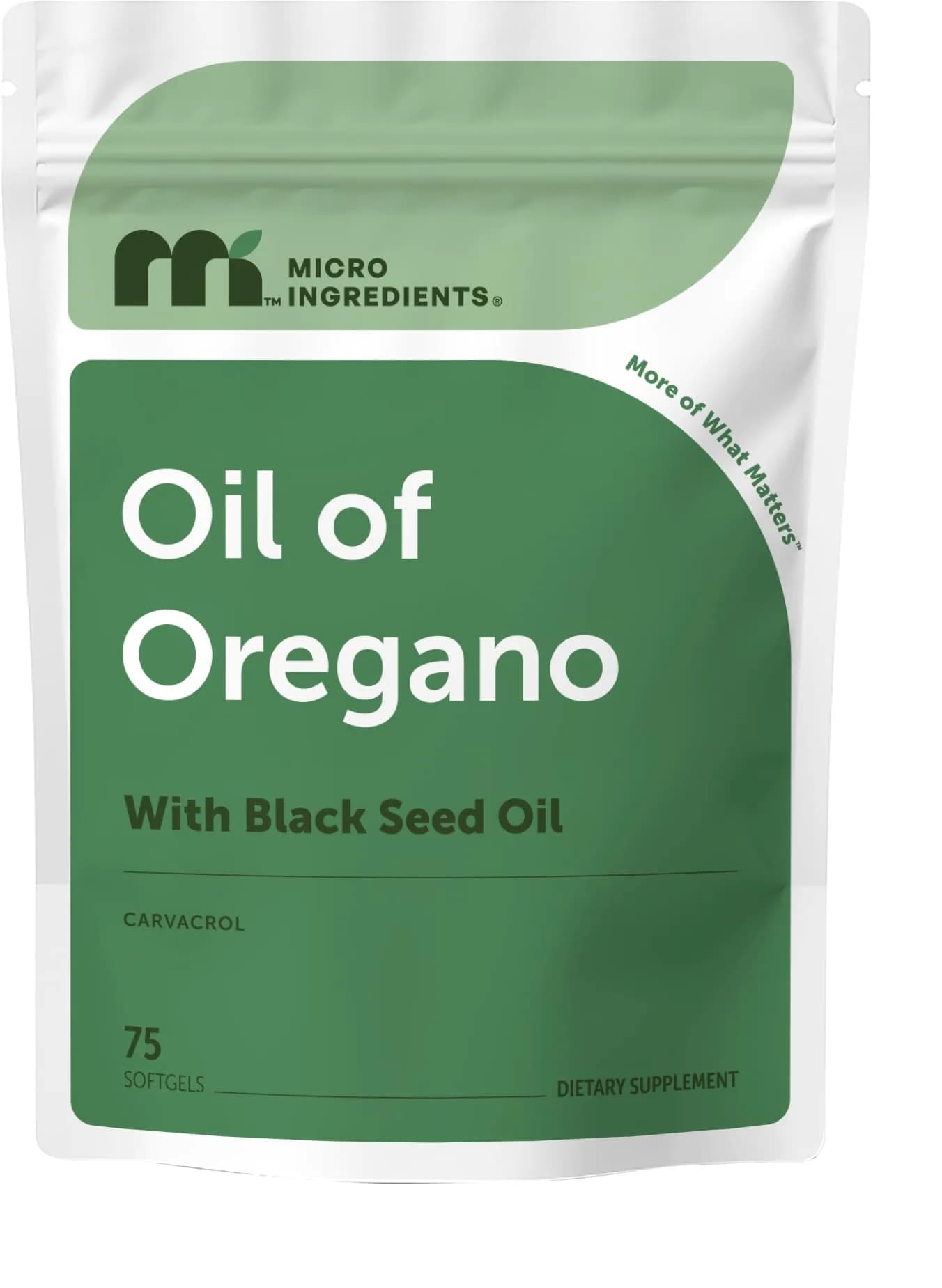 Micro Ingredients Oil of Oregano with Black Seed Oil Softgels, 75 Count | Potent 2-in-1 Complex for Wellness - main product image