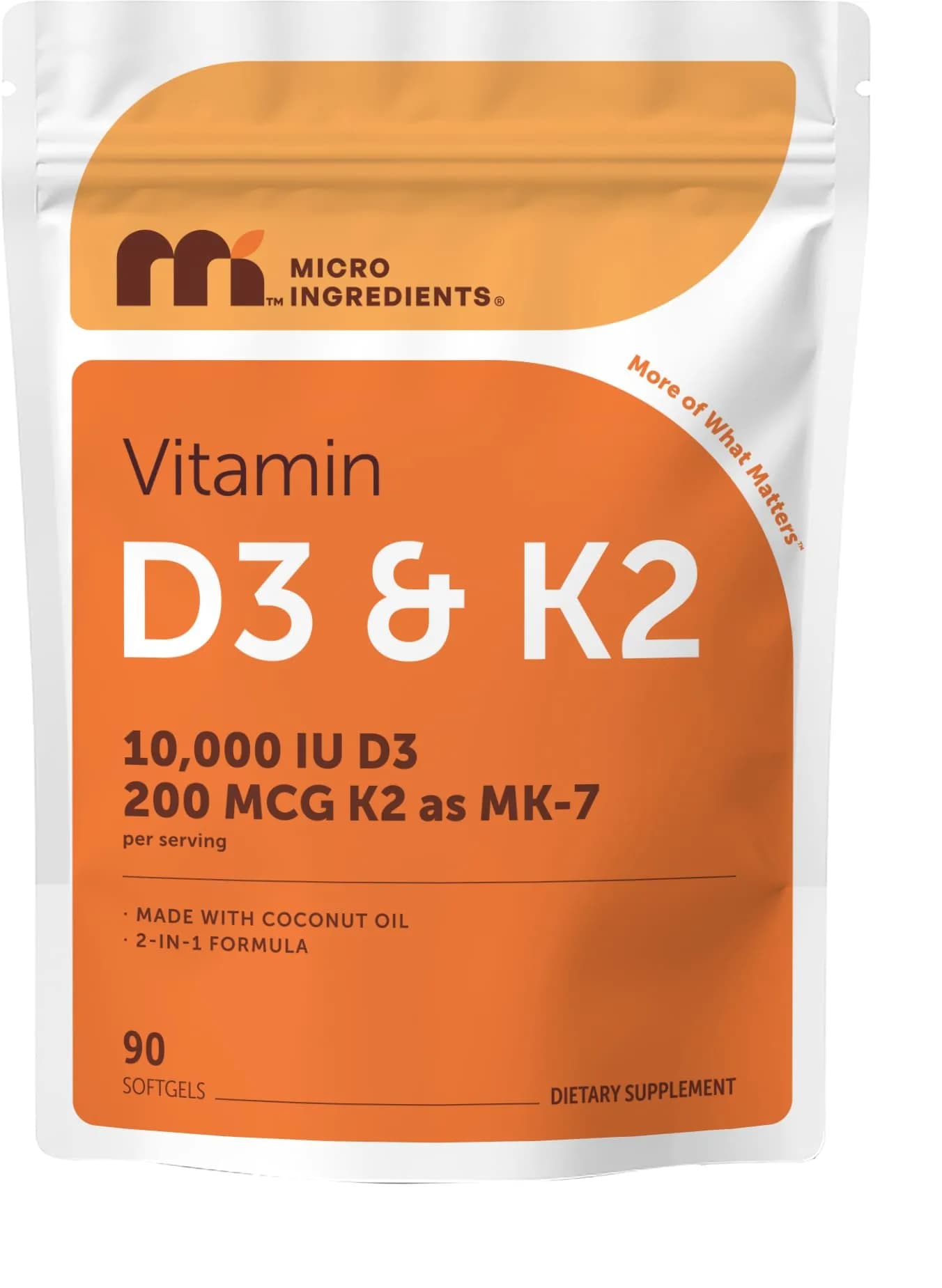 Micro Ingredients Vitamin D3 10,000 IU + K2 MK-7 Softgels (90 Count) | USA Import for Indian Wellness - main product image