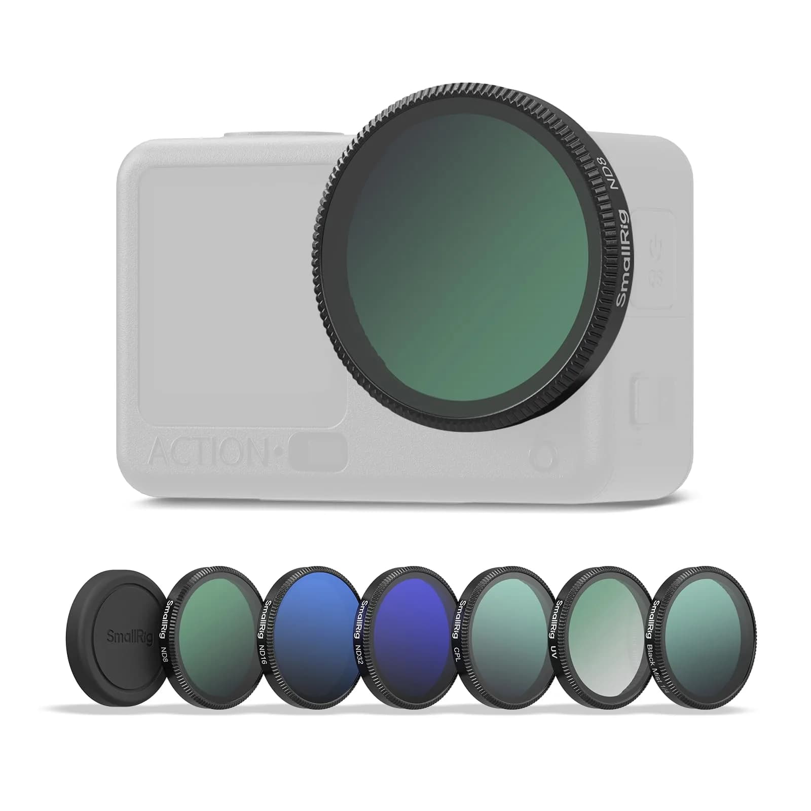SmallRig 6-Pack Snap-On Filter Kit for DJI Osmo Action 6 | 43.86mm CPL+ND8+ND16+ND32+UV+1/4 Black Mist Filters - main product image