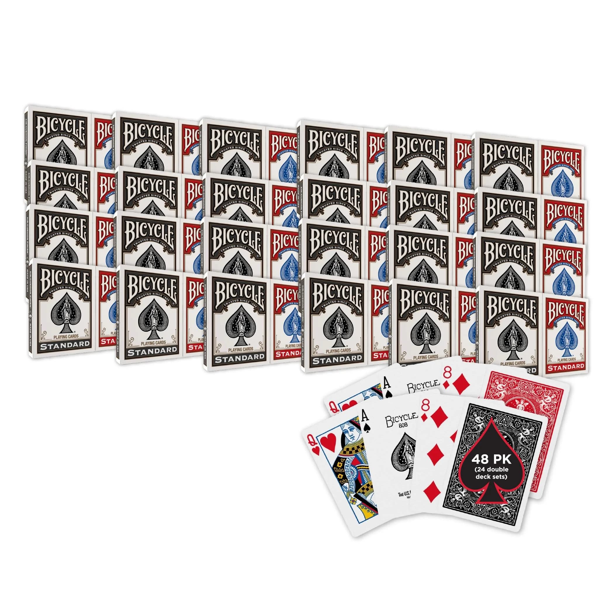 Bicycle 48-Pack Rider Back Playing Cards with Standard Index, Red & Black Decks | Trusted USA-Made Quality for Game Nights - main product image