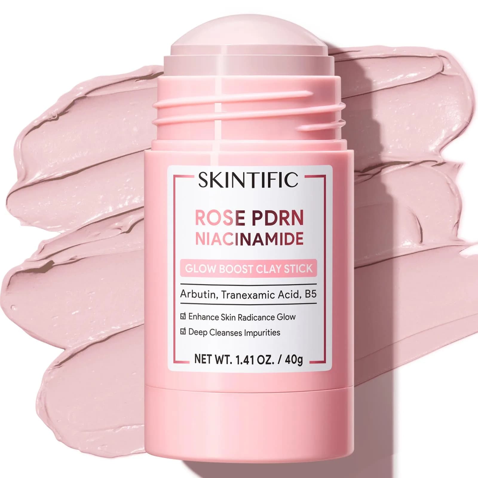 SKINTIFIC Rose PDRN Clay Mask Stick with Niacinamide & Alpha-Arbutin 30g (1.06 oz) | Deep Pore Cleansing for Oily & Dull Skin - main product image