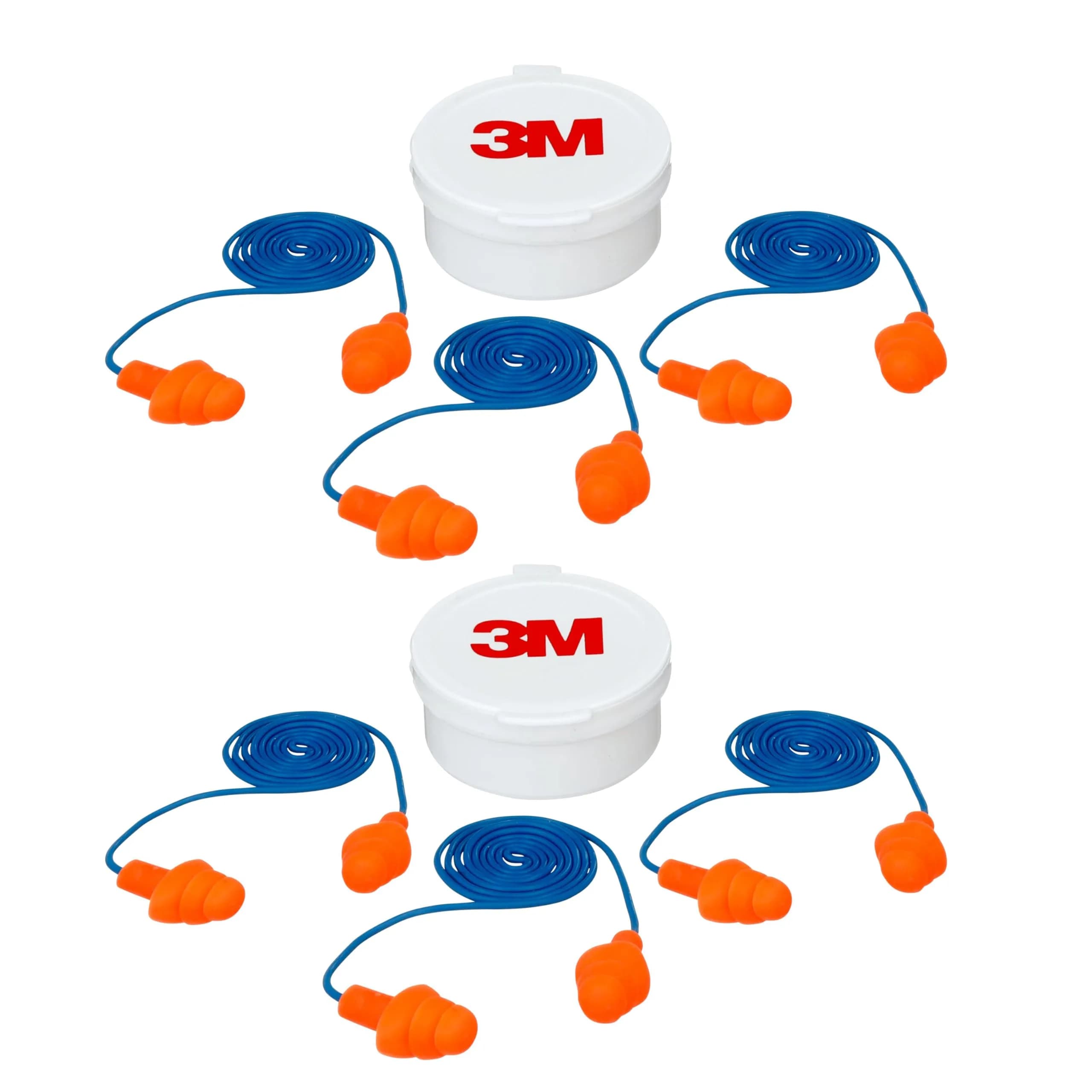 3M Corded Reusable Earplugs 6 Pair (Pack of 2) | NRR 25 dB Noise Reduction - main product image
